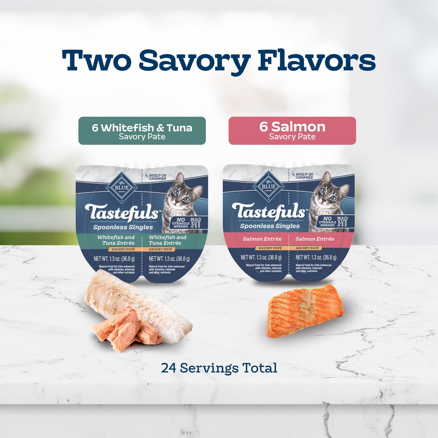 Blue Buffalo Tastefuls Spoonless Singles Variety Pack, Wet Cat Food Pate, 2.6-oz. Twin Packs (12 Count)