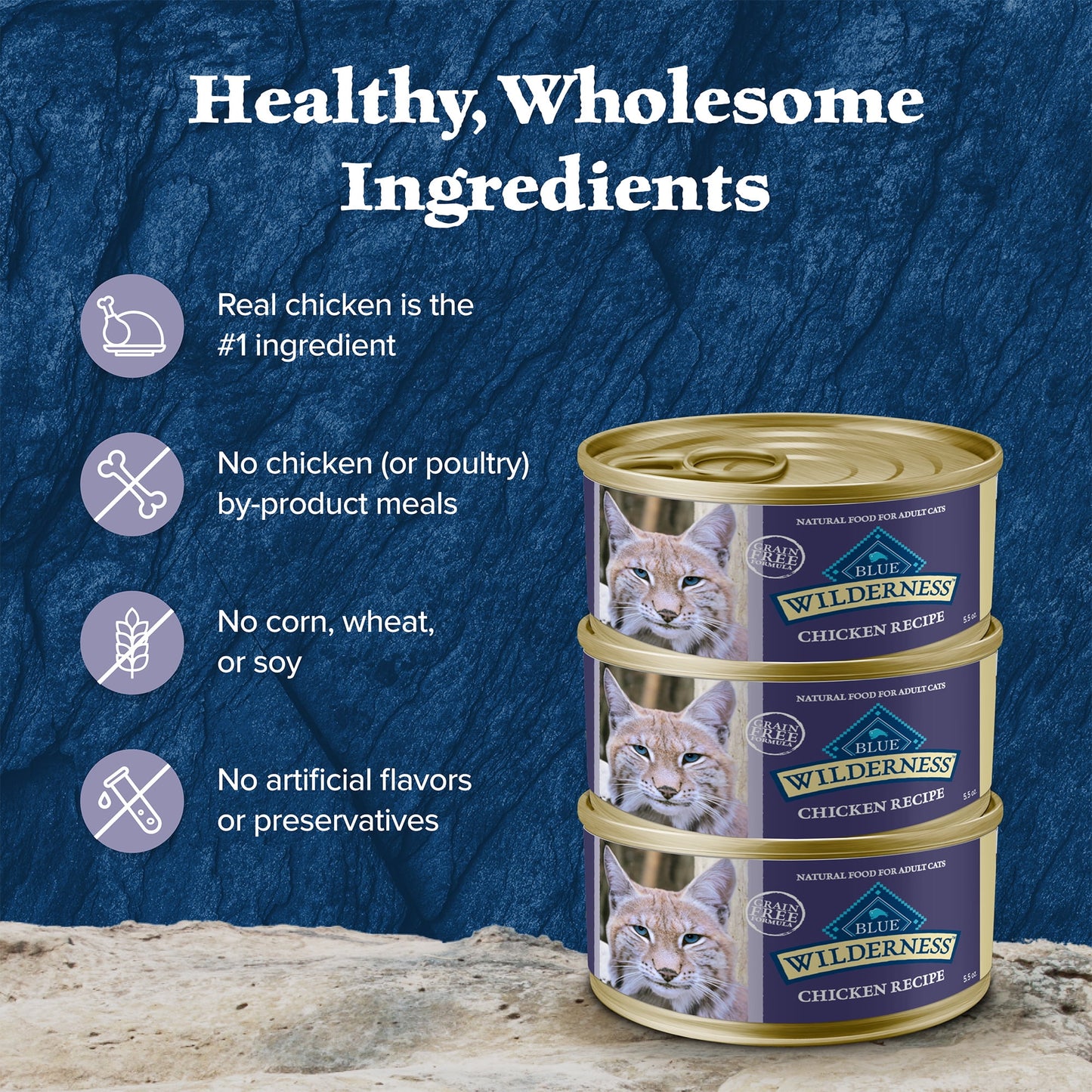 (6 pack) Blue Buffalo Wilderness Wet Cat Food Pate, High-Protein & Grain-Free Recipe, Chicken, 5.5-oz. Can