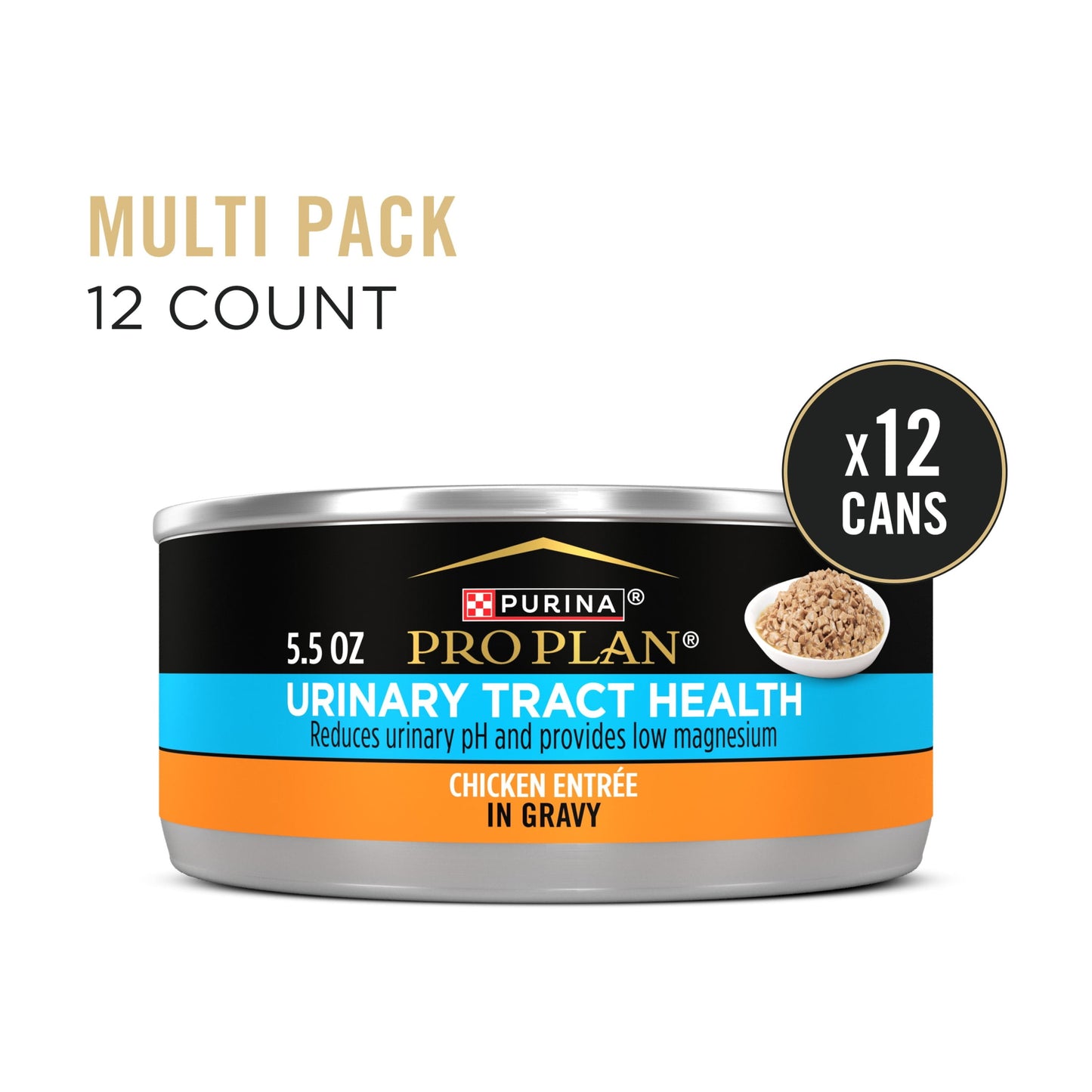 Purina Pro Plan Urinary Tract Health, Chicken Entree in Gravy, Wet Cat Food, 12 Count, 5.5 oz Cans