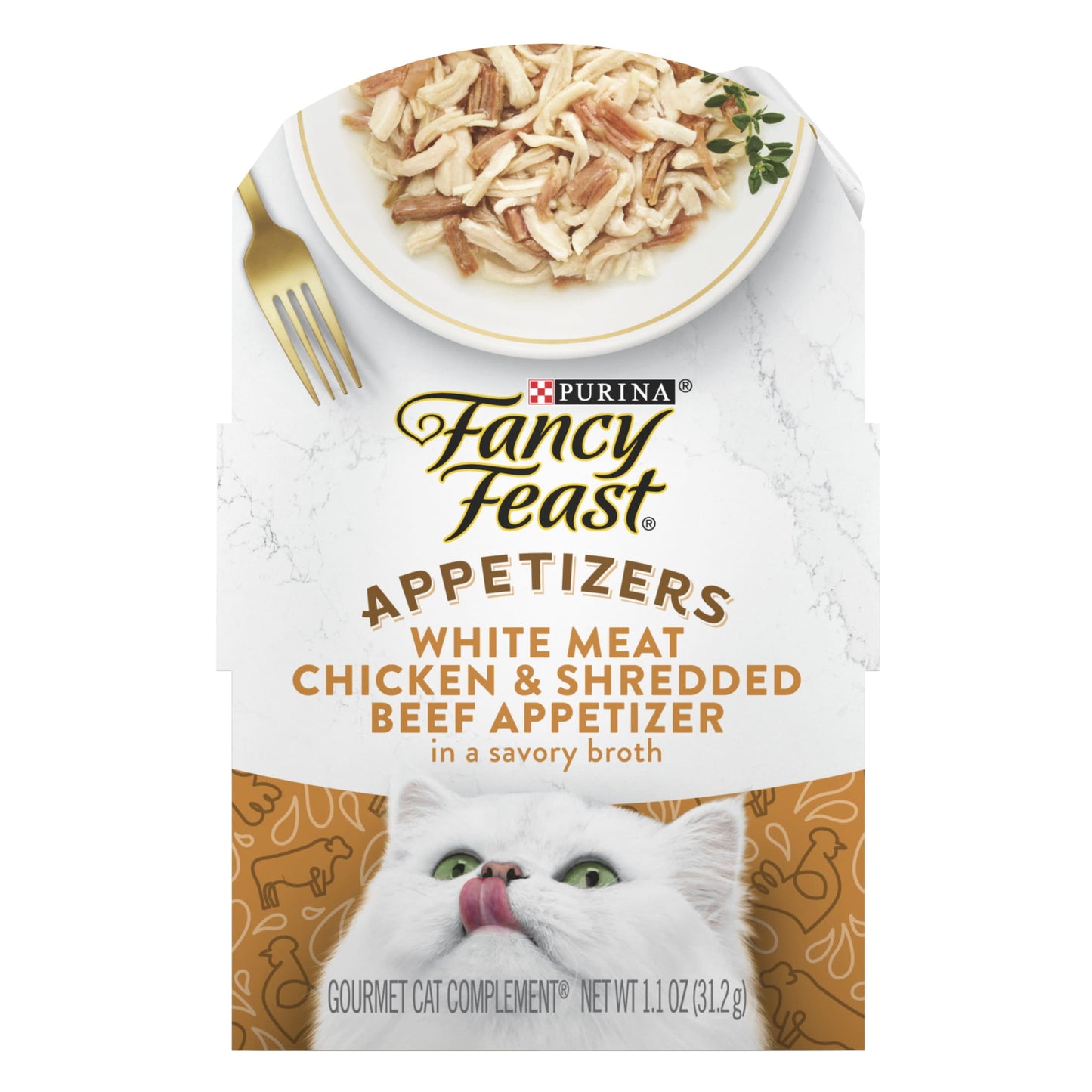 Purina Fancy Feast Appetizers Kitten Food, Wet Cat Food, Chicken & Shredded Beef, 1.1 oz Tray