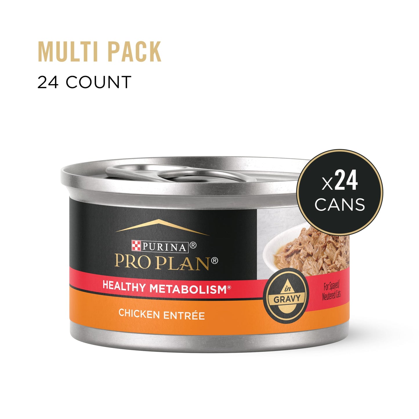 Purina Pro Plan Healthy Metabolism, Chicken, Wet Cat Food, 3 oz Cans, 24 Pack