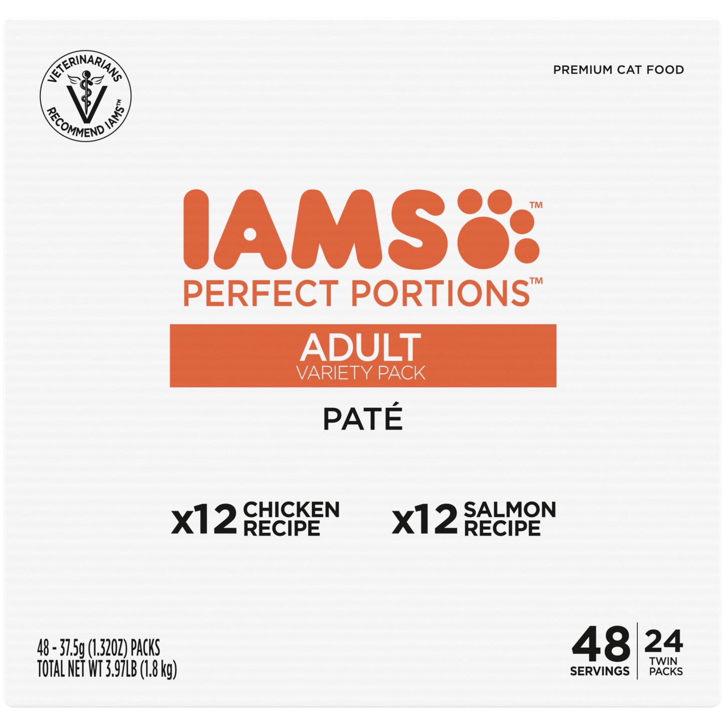 Iams Perfect Portions Healthy Adult Pate Wet Cat Food, Variety Recipe, 2.6 Oz Twin-Pack Trays24 Ct