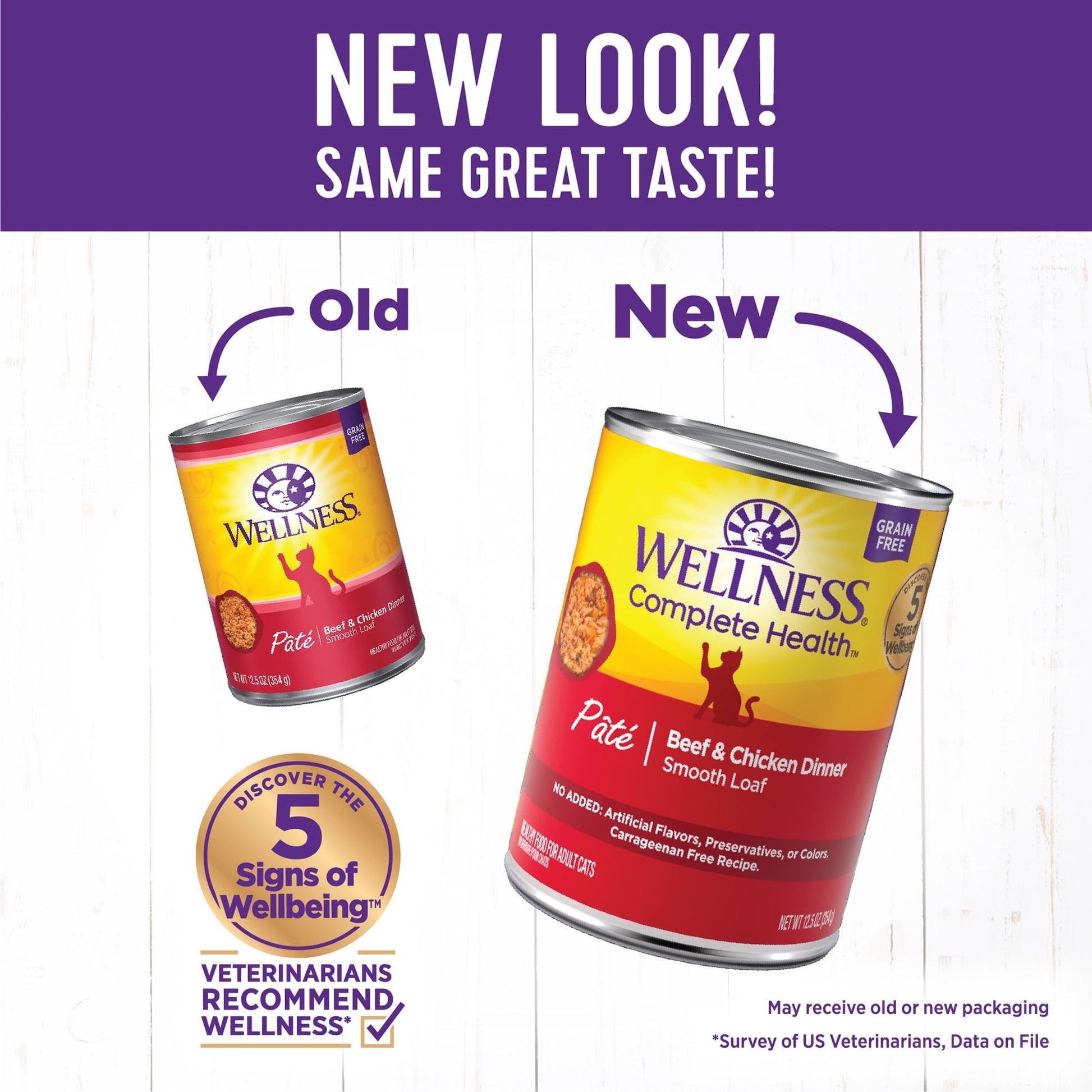 Wellness Complete Health Natural Grain Free Wet Canned Cat Food, Beef & Chicken Pate, 12.5 Ounce Can (Pack of 12)