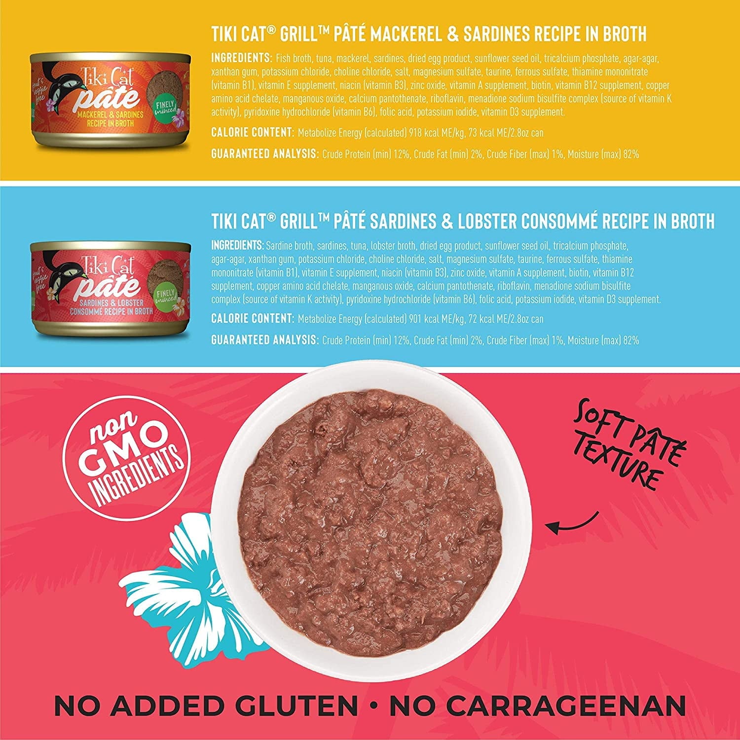 Tiki Cat Grill Pate Canned Wet Food - High Protein and Grain Free - Variety Pack Recipes in Broth 2.8 oz. Cans 12 Pack
