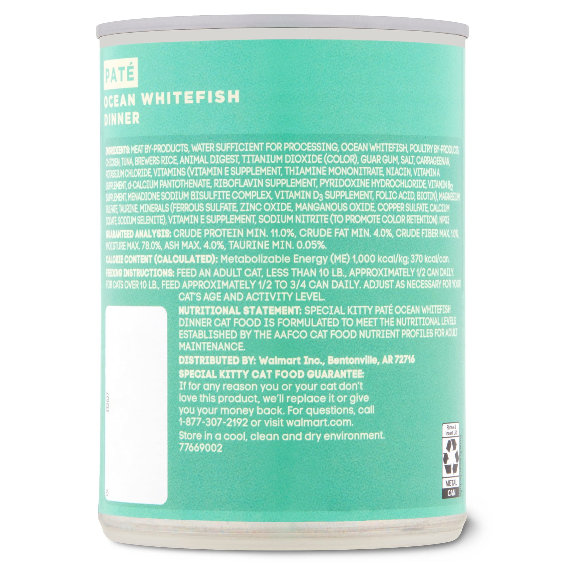 (6 pack) Special Kitty Ocean Whitefish Dinner Pate Wet Cat Food, 13 oz can