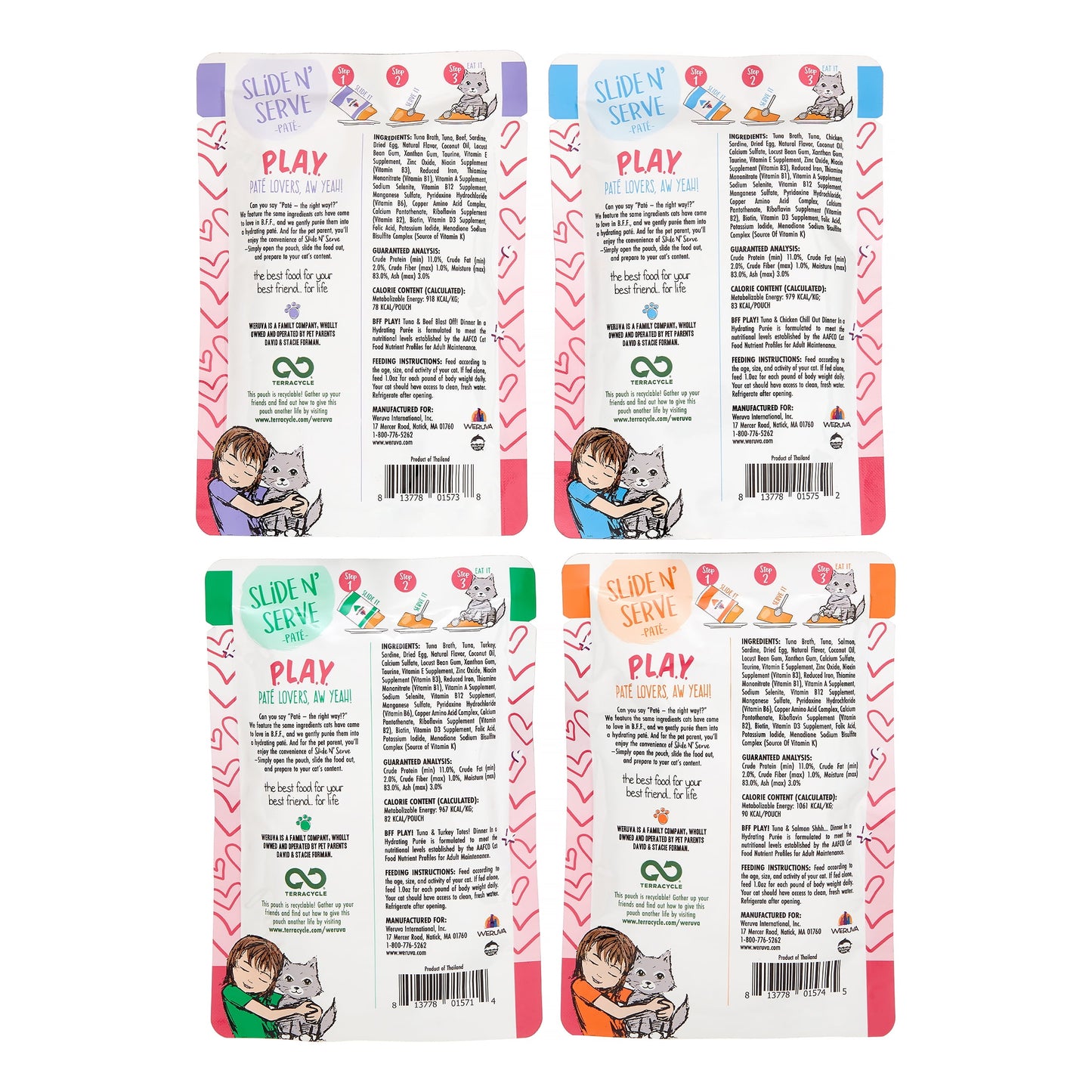 (12 Pack) Weruva BFF PLAY Pate Partay! Variety Pack Wet Cat Food, 3 oz. Pouches