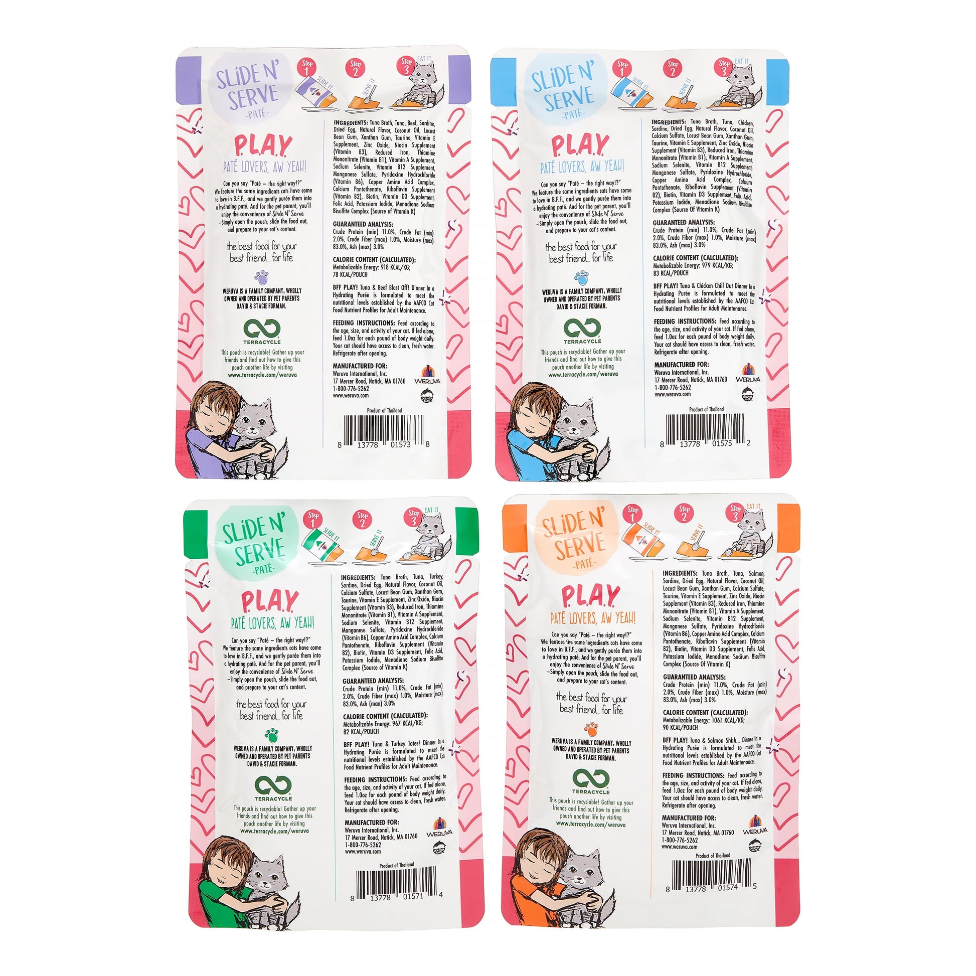 (12 Pack) Weruva BFF PLAY Pate Partay! Variety Pack Wet Cat Food, 3 oz. Pouches