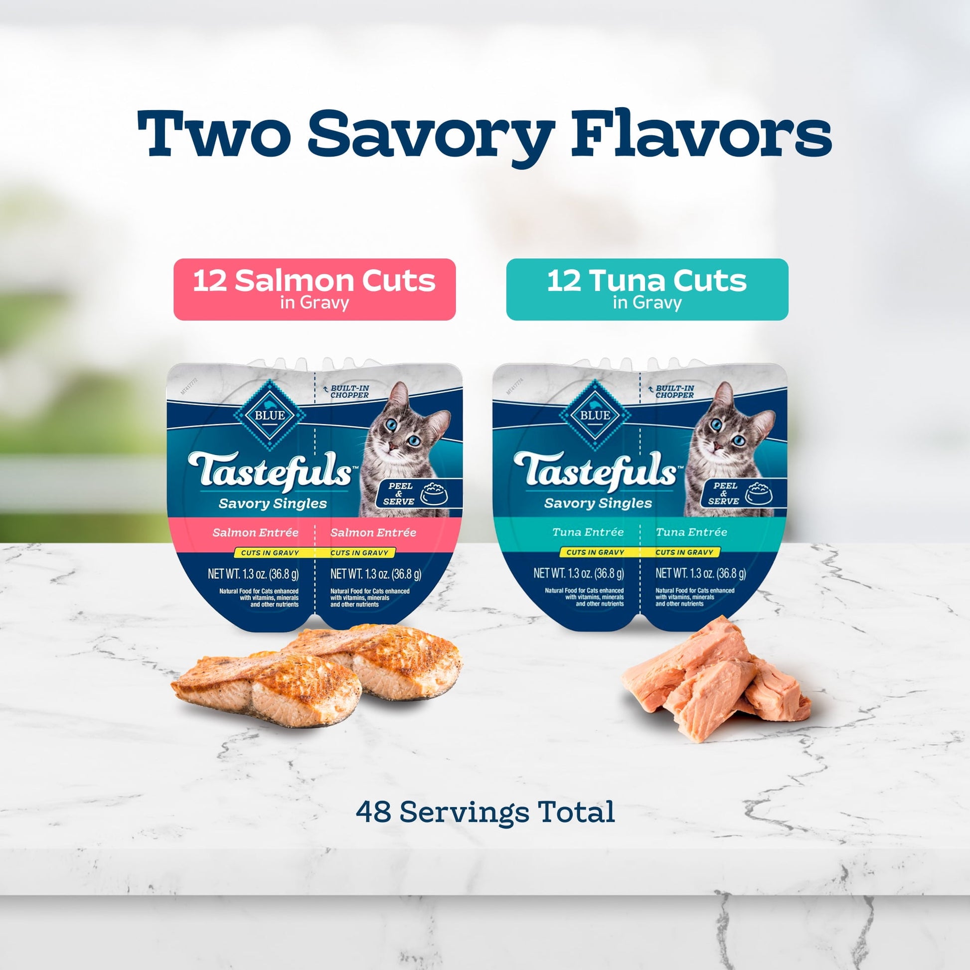 Blue Buffalo Tastefuls Savory Singles Wet Cat Food Variety Pack, Salmon & Tuna Entrées