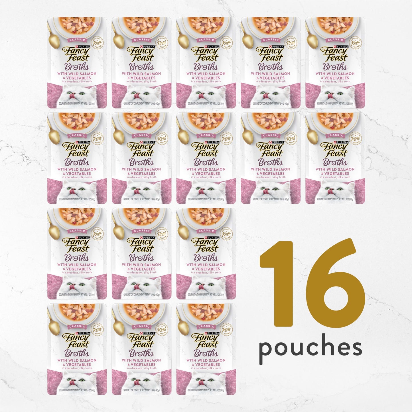 Purina Fancy Feast Broths Kitten Food, Wet Cat Food, Silky Salmon & Vegetables, 1.4 oz Pouch