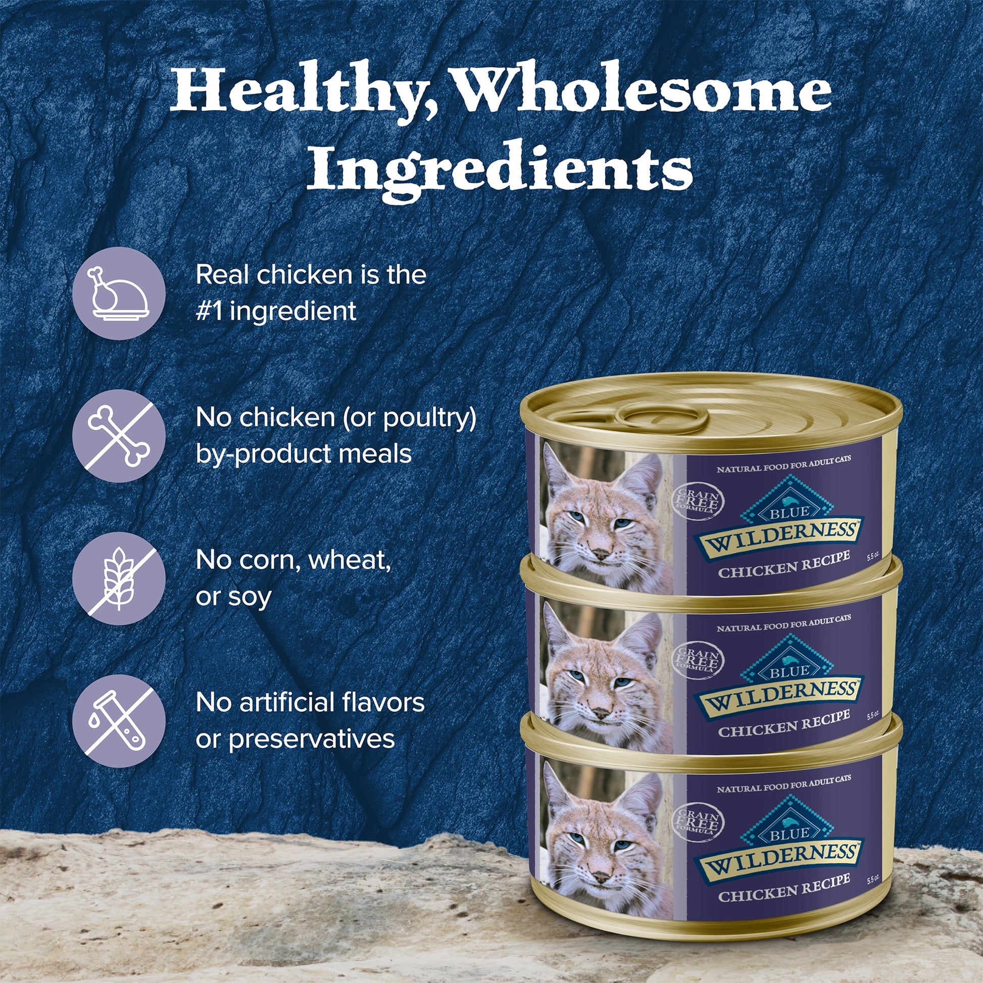 (6 pack) Blue Buffalo Wilderness Wet Cat Food Pate, High-Protein & Grain-Free Recipe, Chicken, 5.5-oz. Can