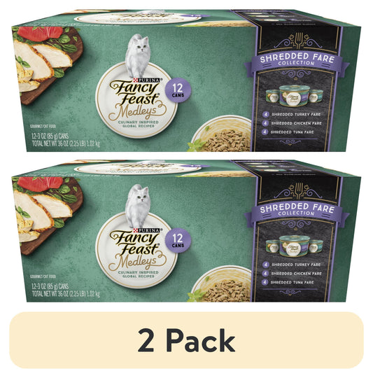 (2 pack) Purina Fancy Feast Medleys Kitten Food, Wet Cat Food, Shredded Fare Collection, 3 oz Cans (12 Pack)