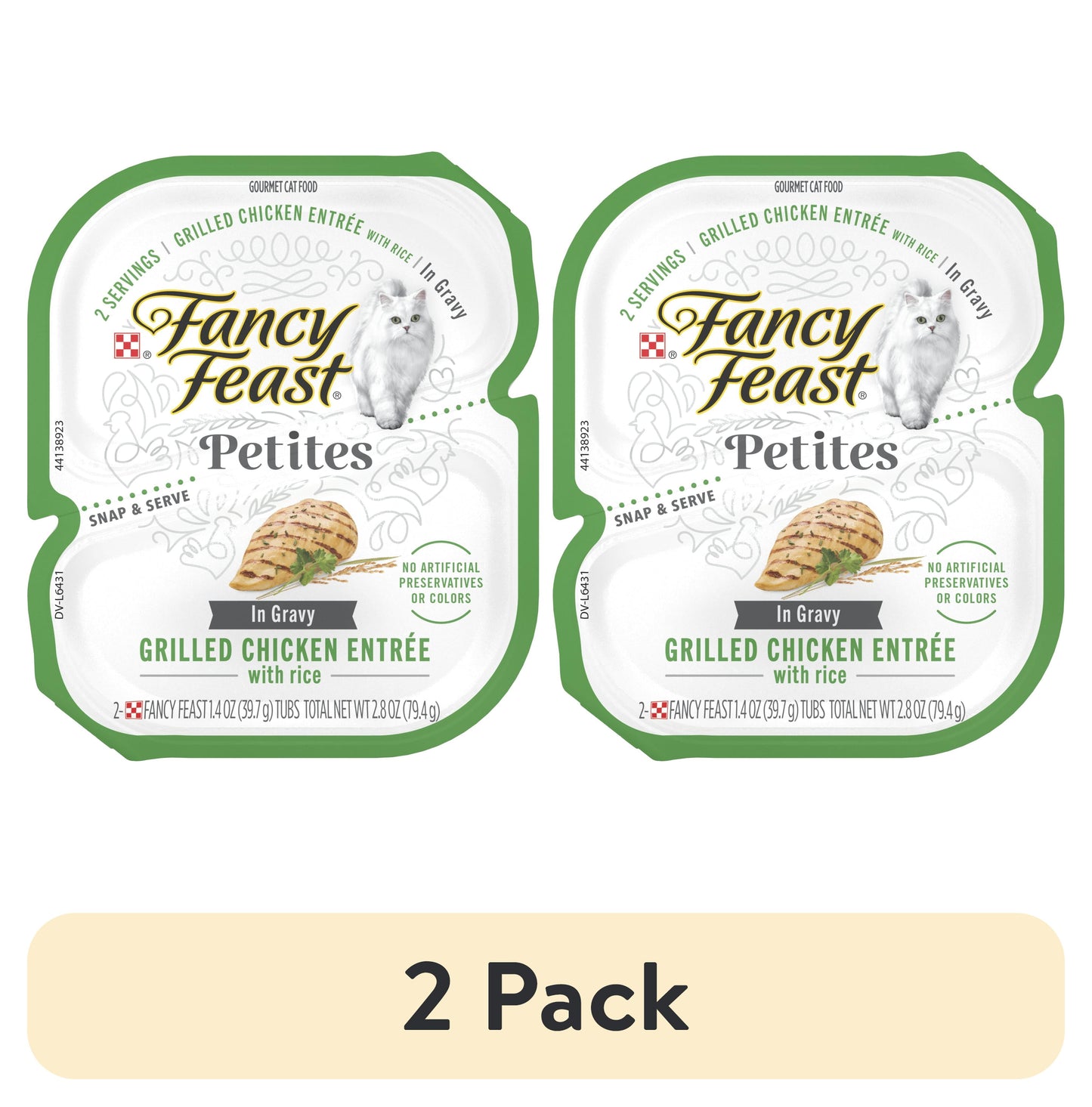 (2 pack) Purina Fancy Feast Petites Grilled Chicken Entrée With Rice In Gravy Gourmet Wet Cat Food Pate