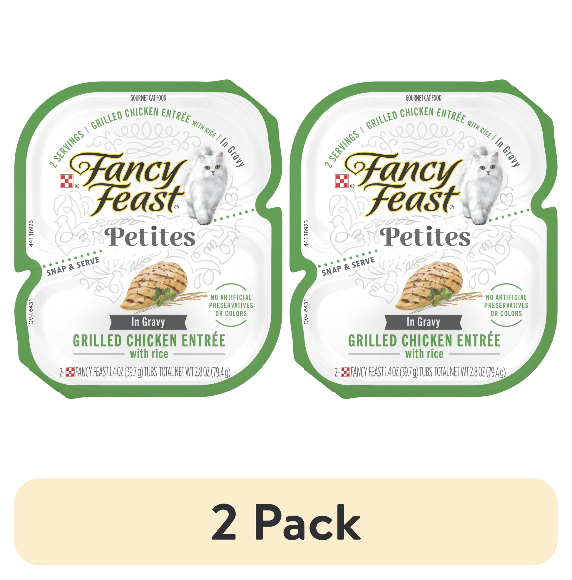 (2 pack) Purina Fancy Feast Petites Grilled Chicken Entrée With Rice In Gravy Gourmet Wet Cat Food Pate