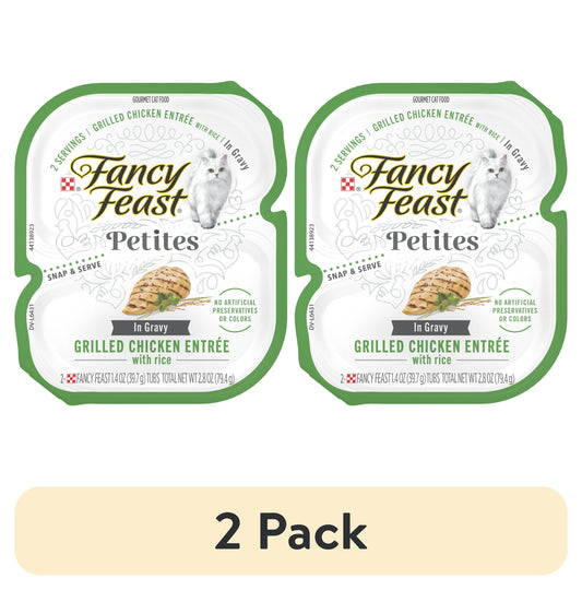 (2 pack) Purina Fancy Feast Petites Grilled Chicken Entrée With Rice In Gravy Gourmet Wet Cat Food Pate