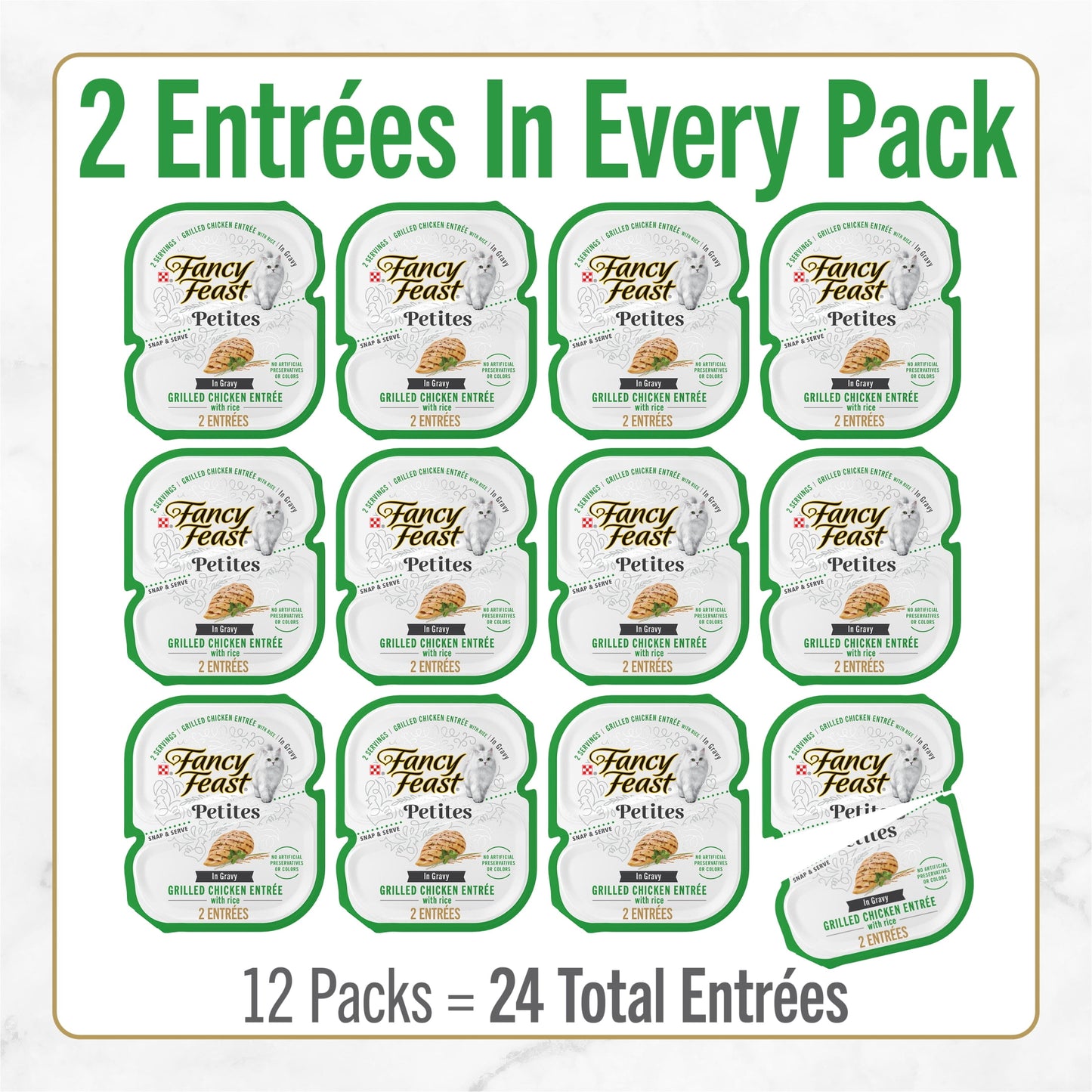 (2 pack) Purina Fancy Feast Petites Grilled Chicken Entrée With Rice In Gravy Gourmet Wet Cat Food Pate