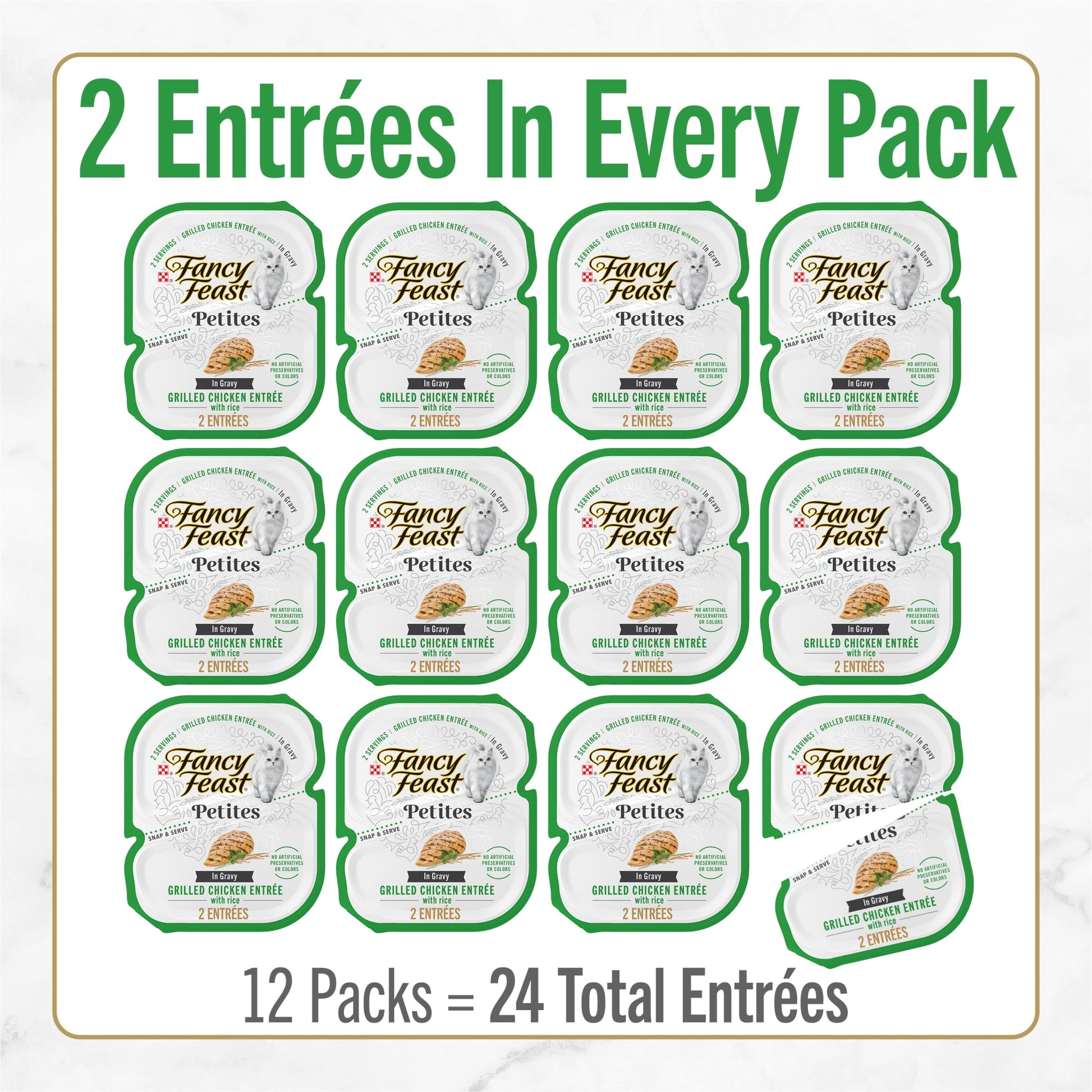 (2 pack) Purina Fancy Feast Petites Grilled Chicken Entrée With Rice In Gravy Gourmet Wet Cat Food Pate