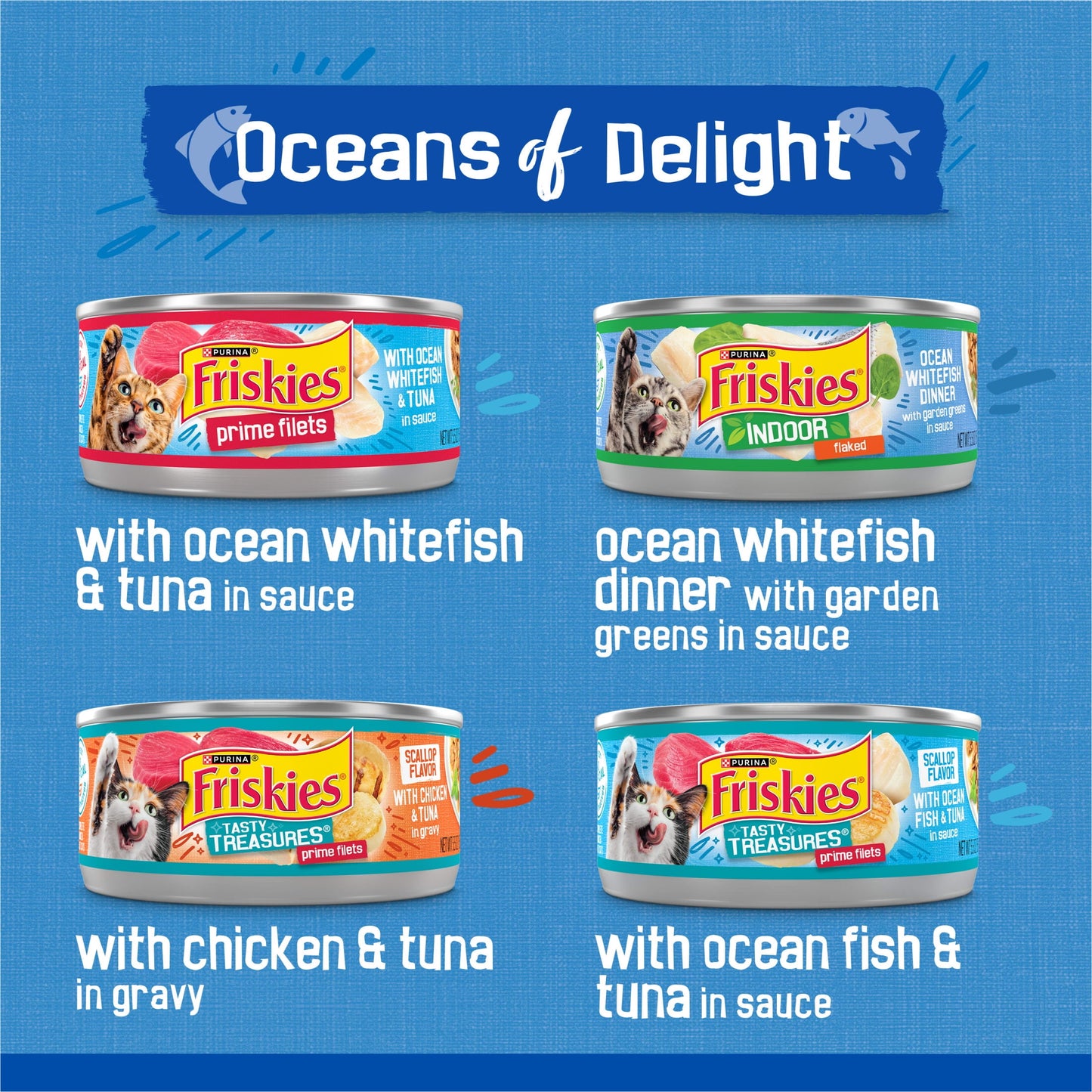 Purina Friskies Ocean of Delight Gravy Variety Pack, Wet Cat Food, 5.5 oz Cans, 48 Count