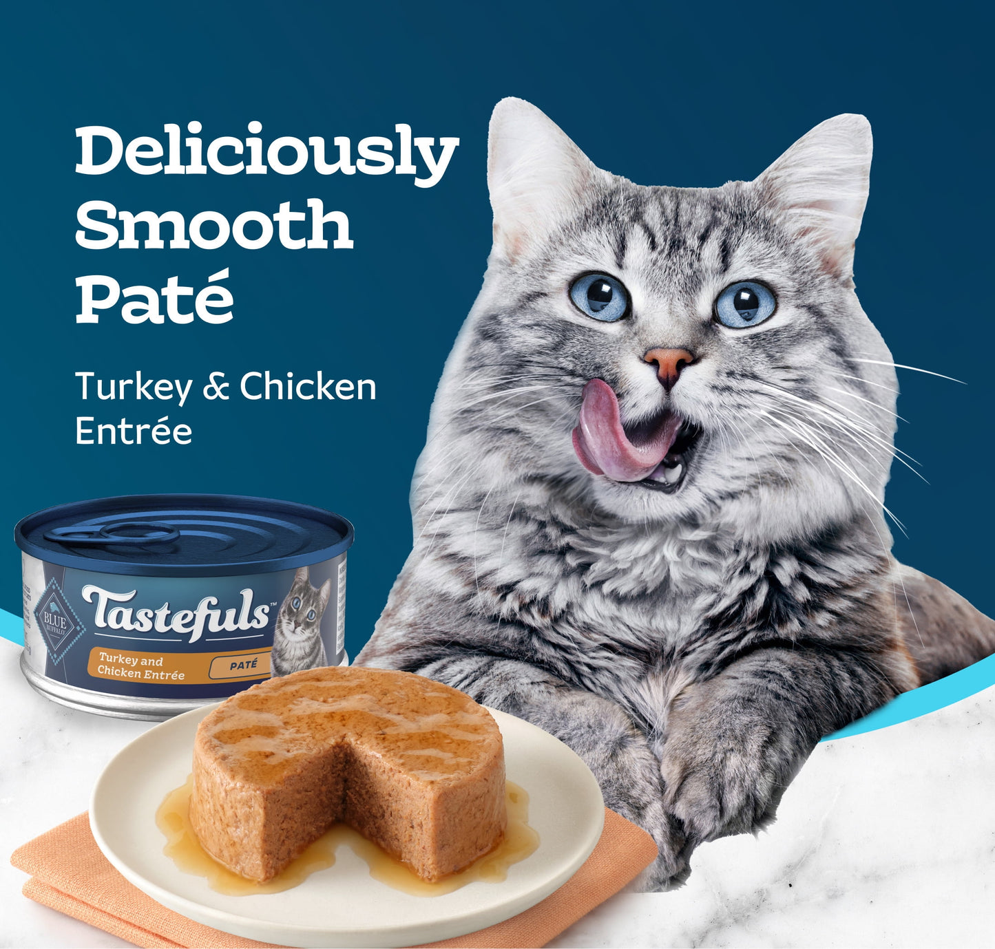 (24 pack) Blue Buffalo Tastefuls Wet Cat Food Paté Chicken and Turkey Entrée 5.5-oz.