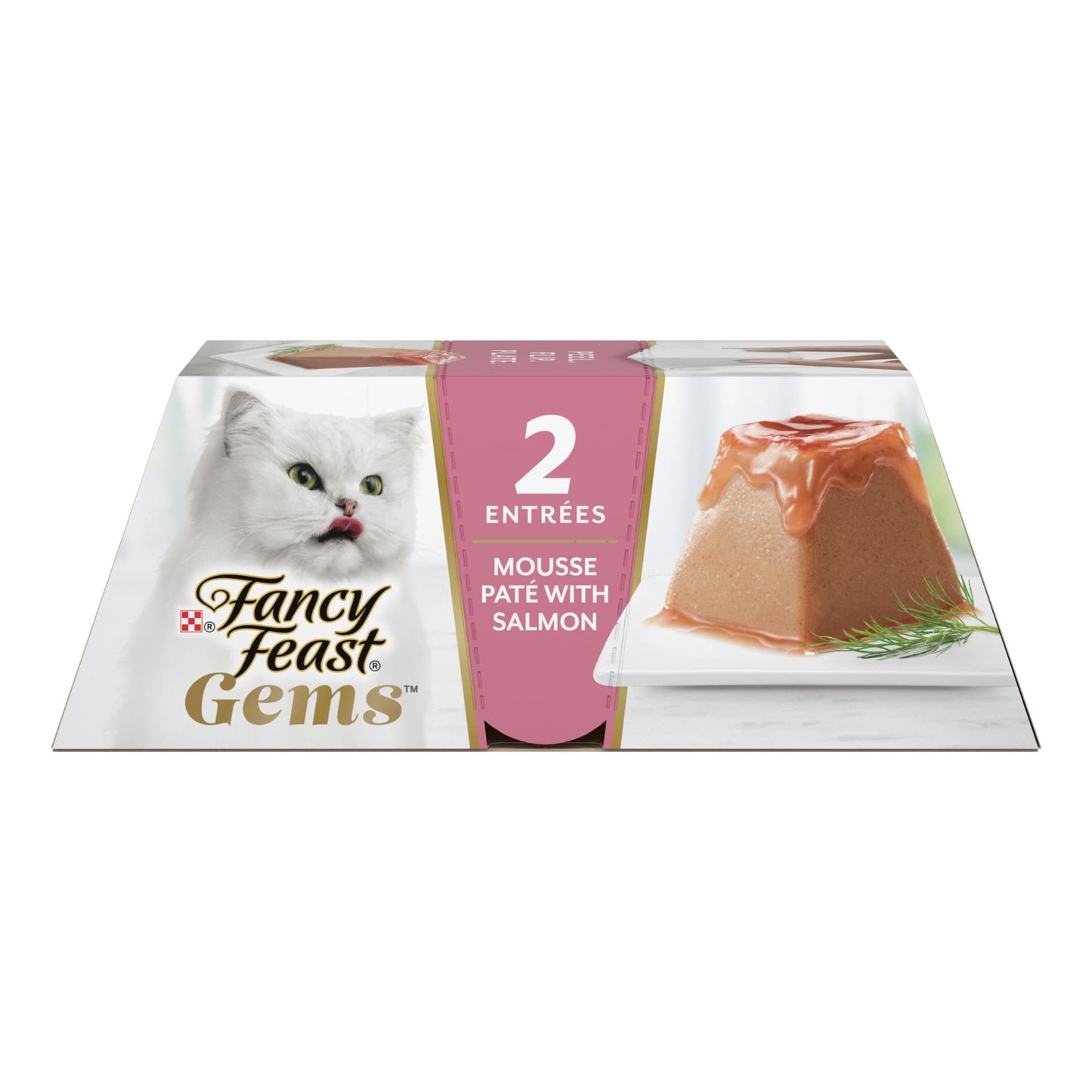 (4 pack) Purina Fancy Feast Gems Wet Cat Food Mousse Pate with Salmon and Halo of Savory Gravy (2) 2 oz Tubs