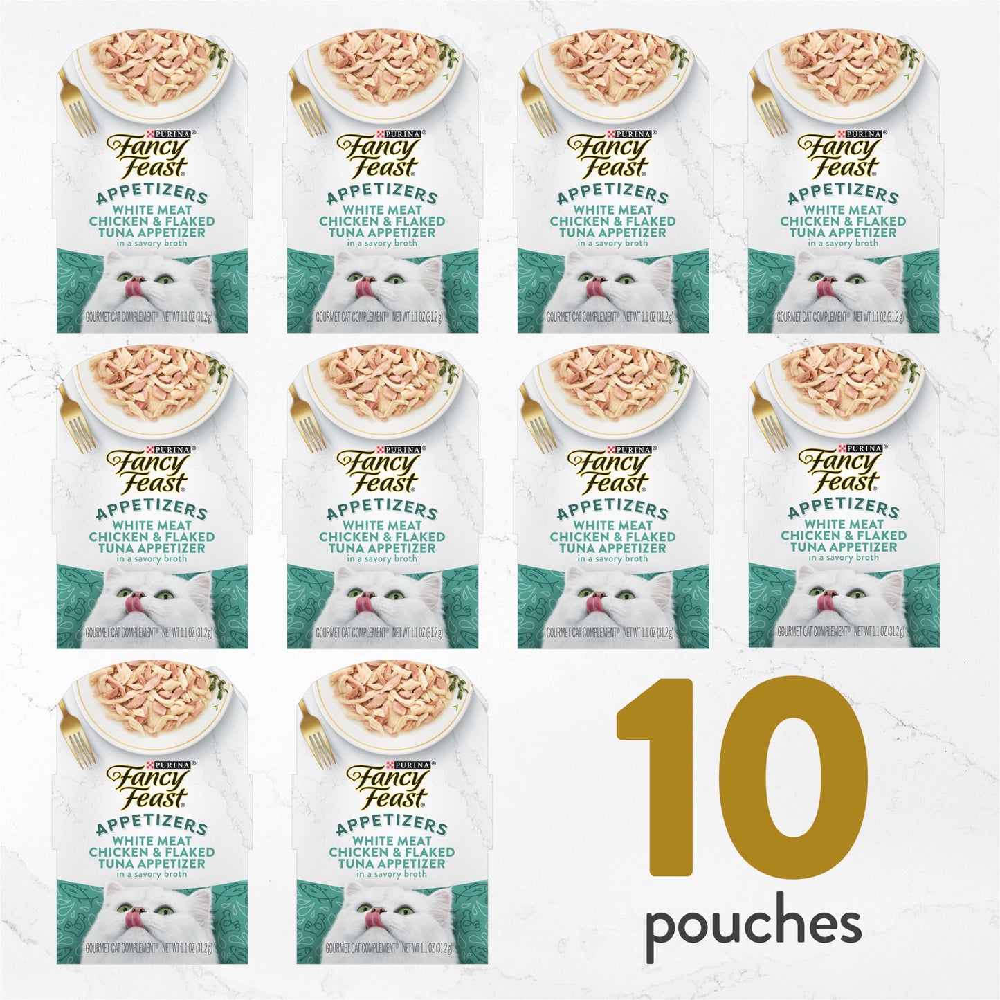 Purina Fancy Feast Appetizers Kitten Food, Wet Cat Food, Chicken & Tuna, 1.1 oz Trays (10 Pack)