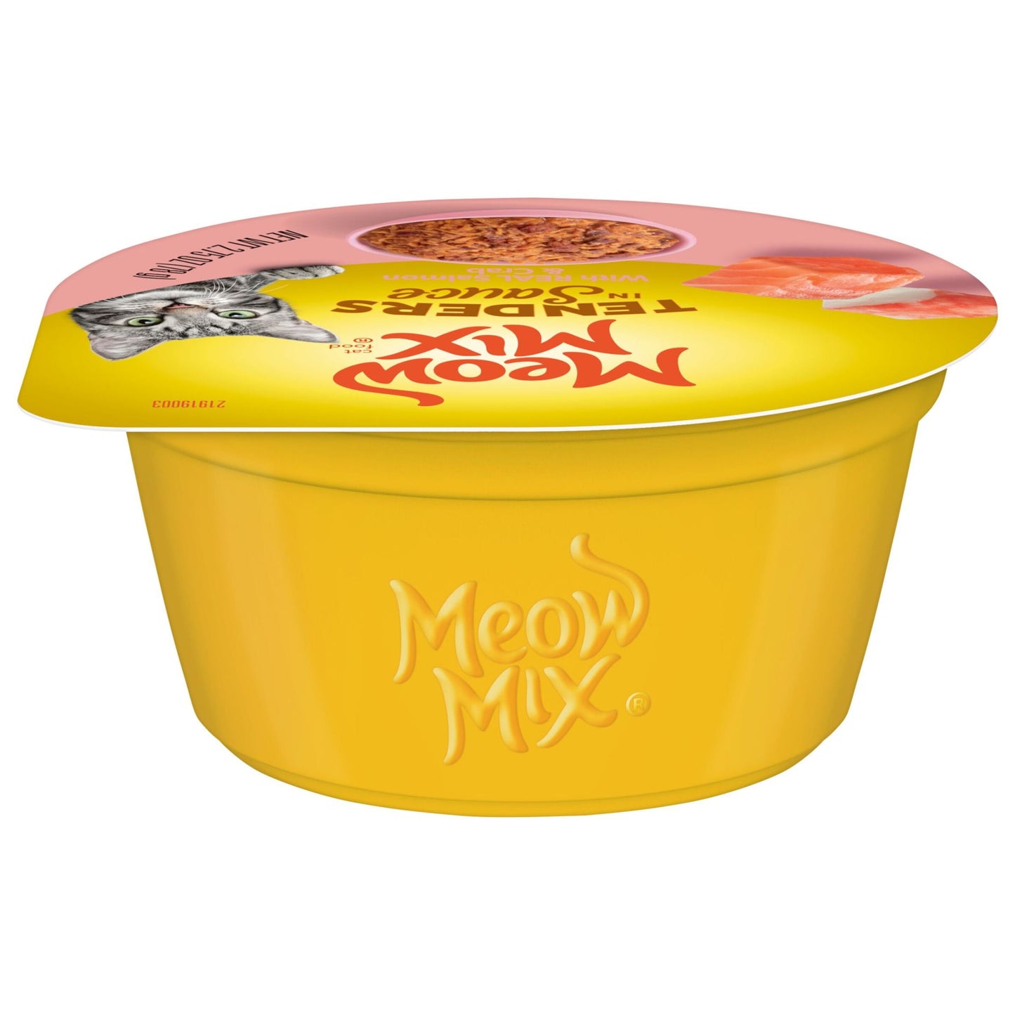 Meow Mix Tenders in Sauce with REAL Salmon & Crab, Wet Cat Food, 2.75 oz Cup