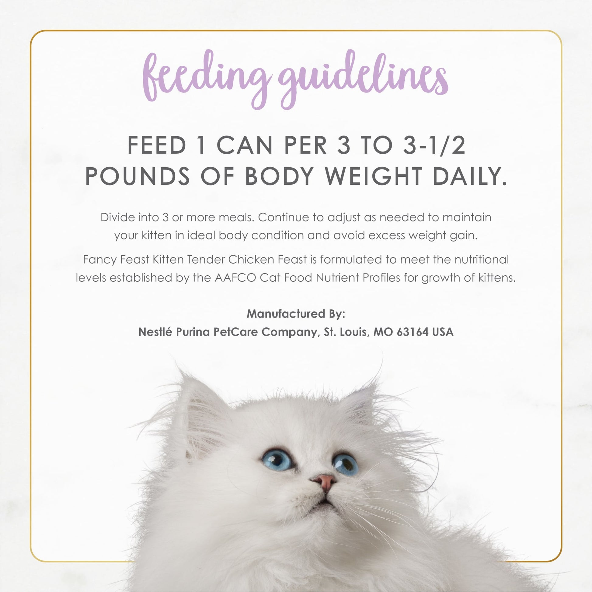 Purina Fancy Feast Kitten Food, Wet Cat Food, Chicken Feast &  Milk, 3 oz Cans (24 Pack)