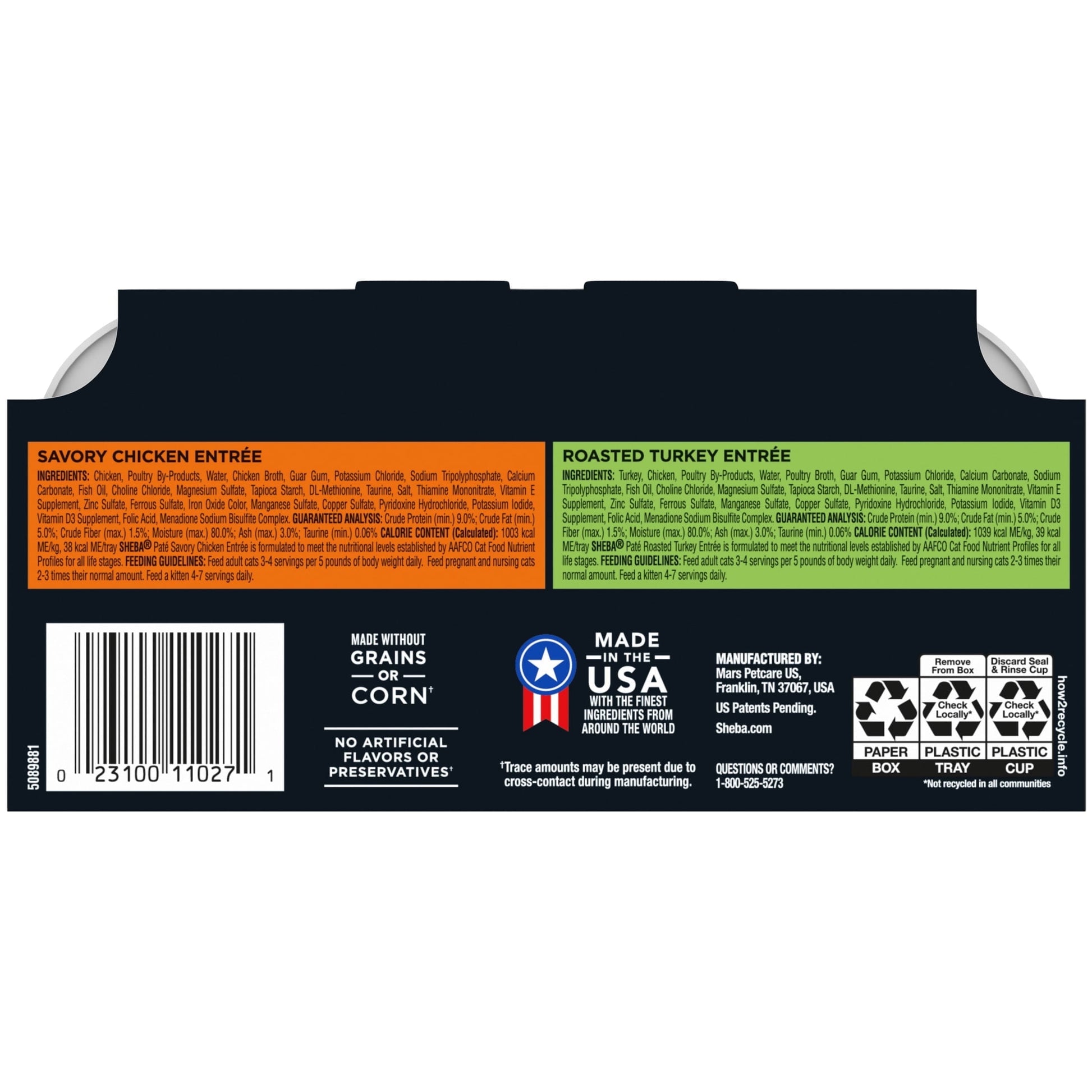 Sheba Wet Cat Food Pate Variety Pack, Savory Chicken And Roasted Turkey Entrees, (12) 2.6 oz. Perfect Portions Twin Pack Trays