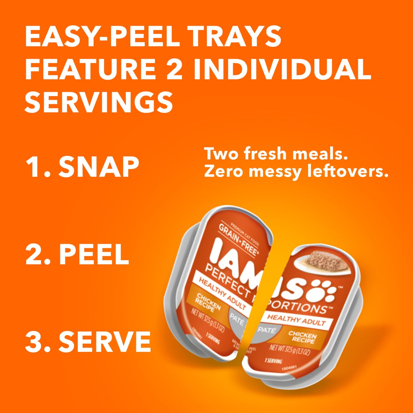 Iams Perfect Portions Healthy Adult Pate Wet Cat Food, Variety Recipe, 2.6 Oz Twin-Pack Trays24 Ct