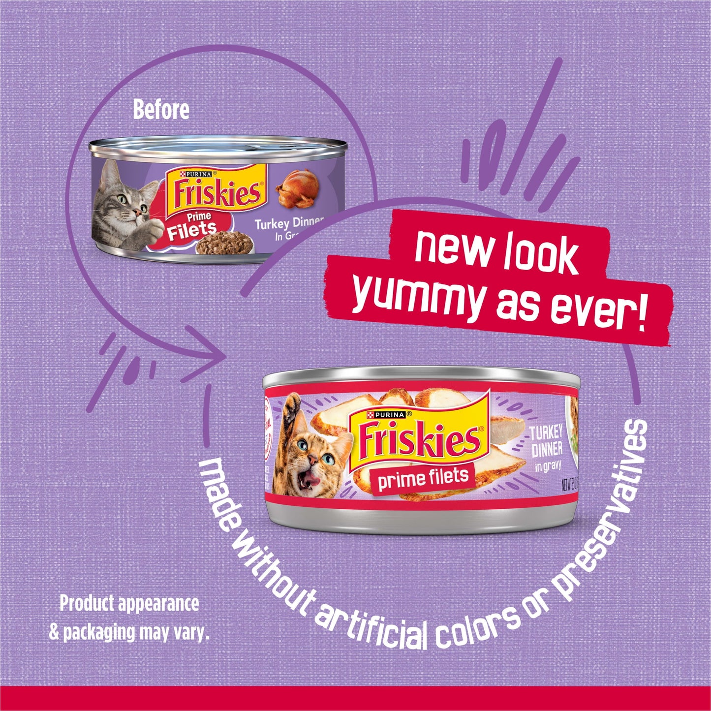 (12 pack) Purina Friskies Prime Filets Turkey Dinner in Gravy, Wet Cat Food, 5.5 oz Can