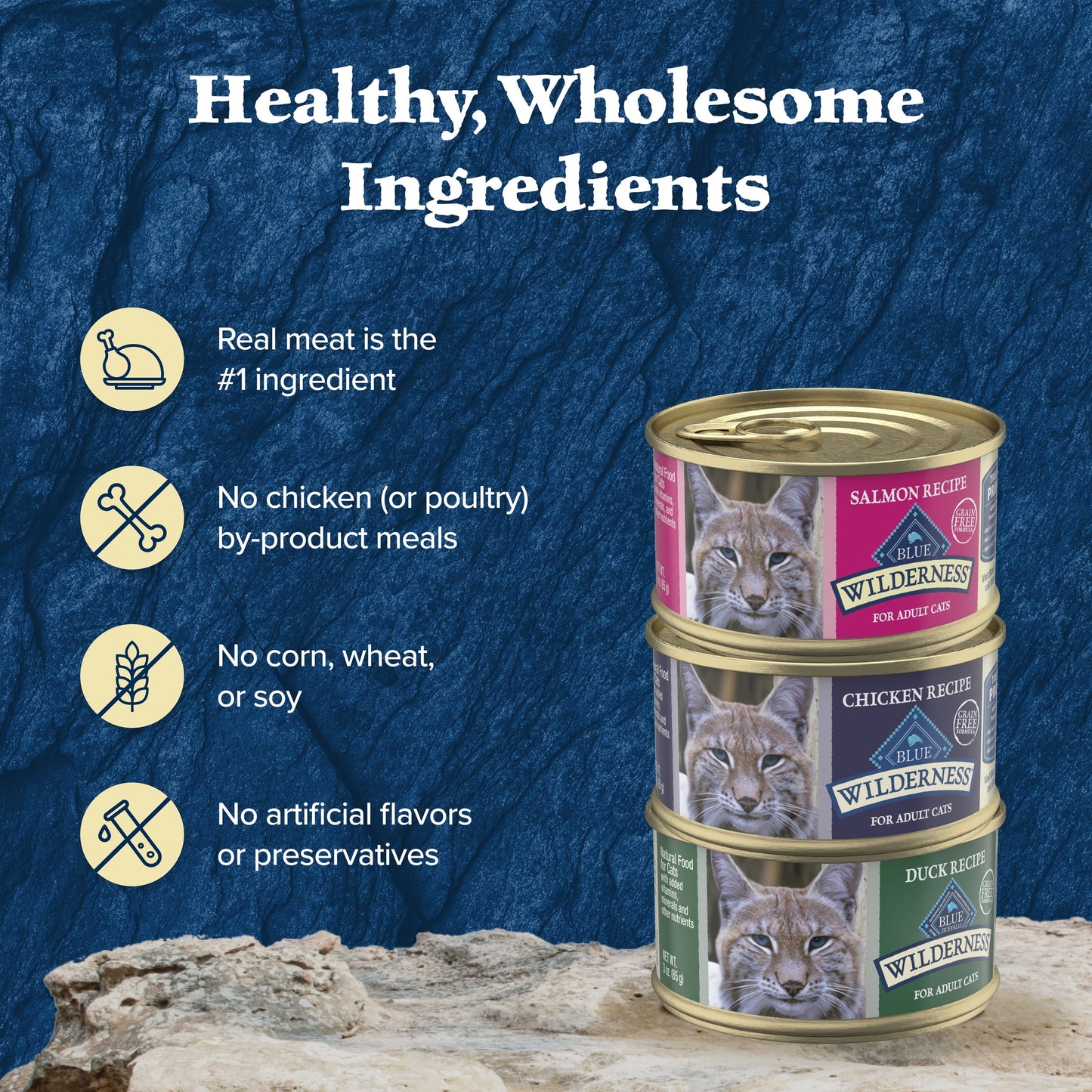 Blue Buffalo Wilderness High Protein, Natural Adult Pate Wet Cat Food Variety Pack, Chicken, Salmon, Duck 3-oz Cans (12 Count- 4 of Each Flavor)