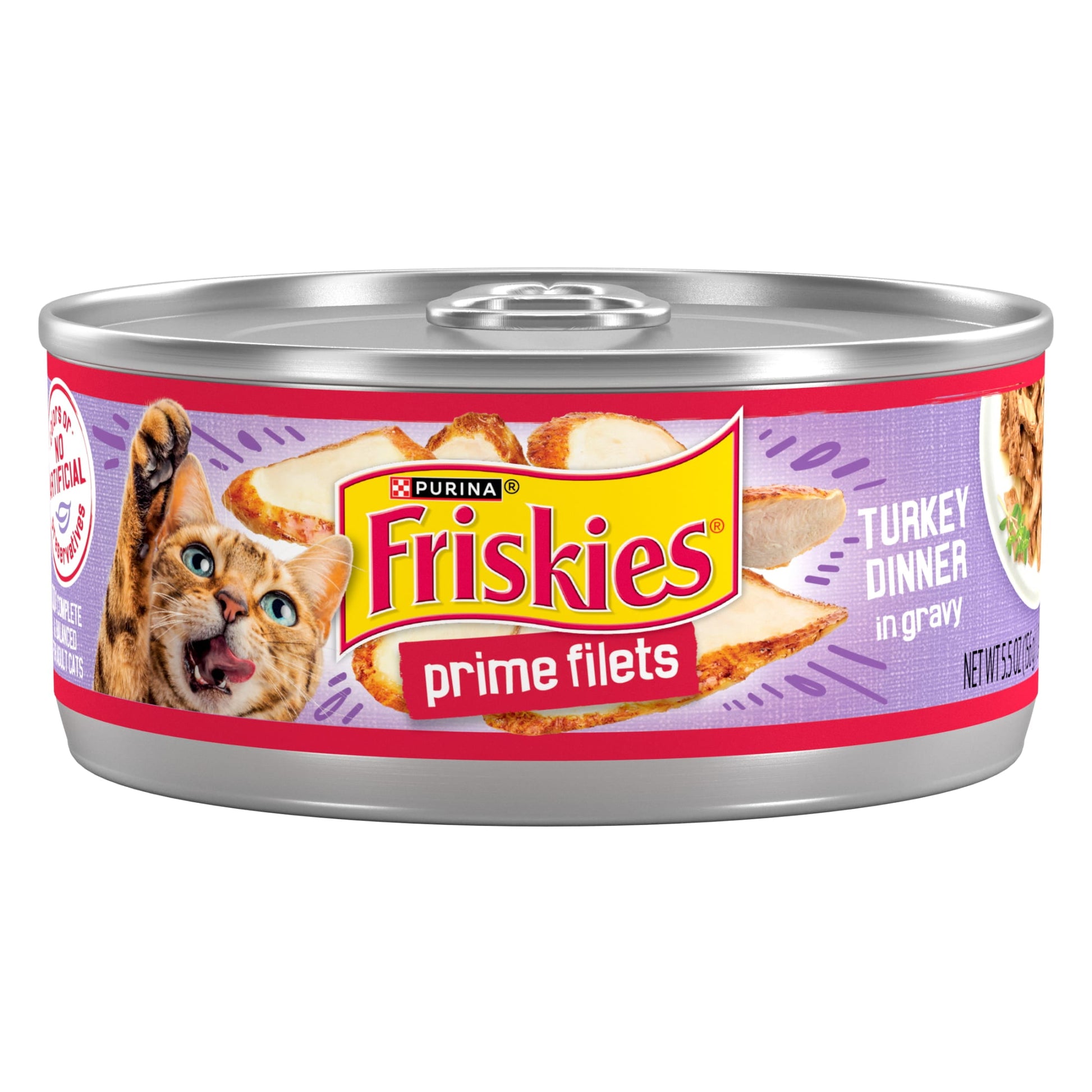 (12 pack) Purina Friskies Prime Filets Turkey Dinner in Gravy, Wet Cat Food, 5.5 oz Can