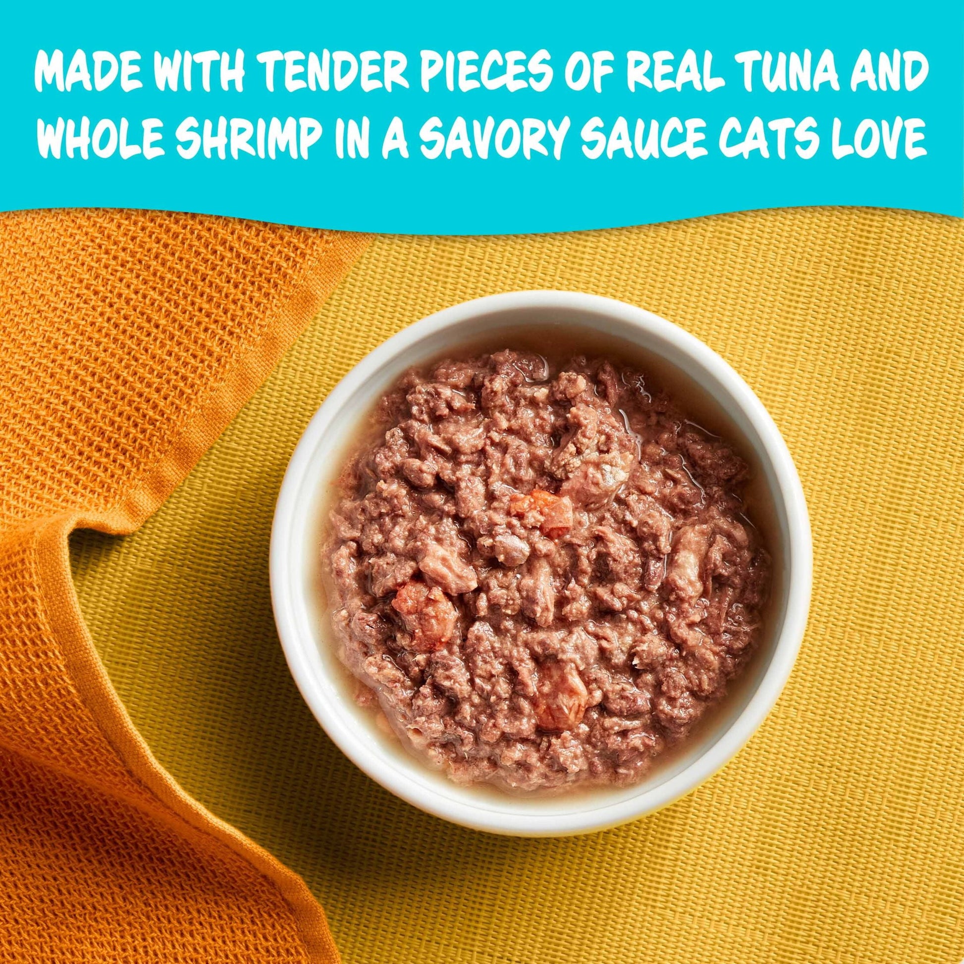 Meow Mix Tender Favorites with REAL Tuna & Whole Shrimp in Sauce, Wet Cat Food, 2.75 oz