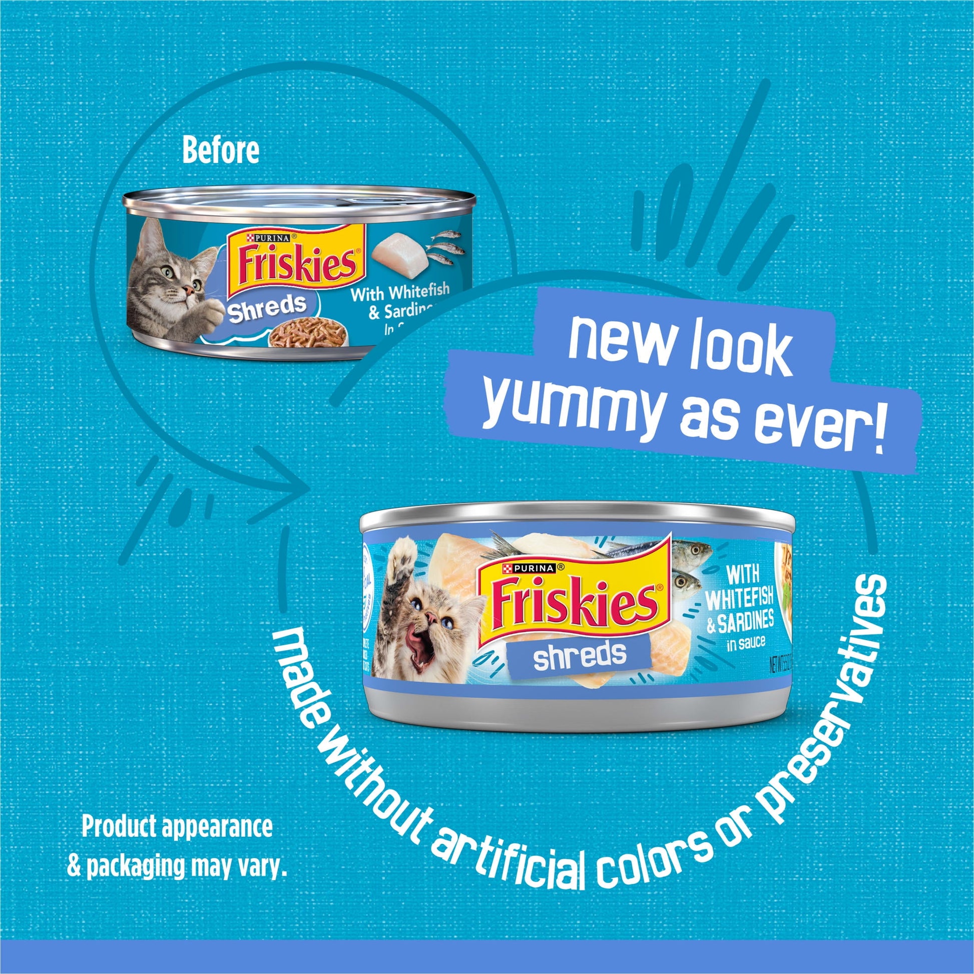 Purina Friskies Shreds With Whitefish and Sardines in Sauce, Wet Cat Food, 5.5 oz Can