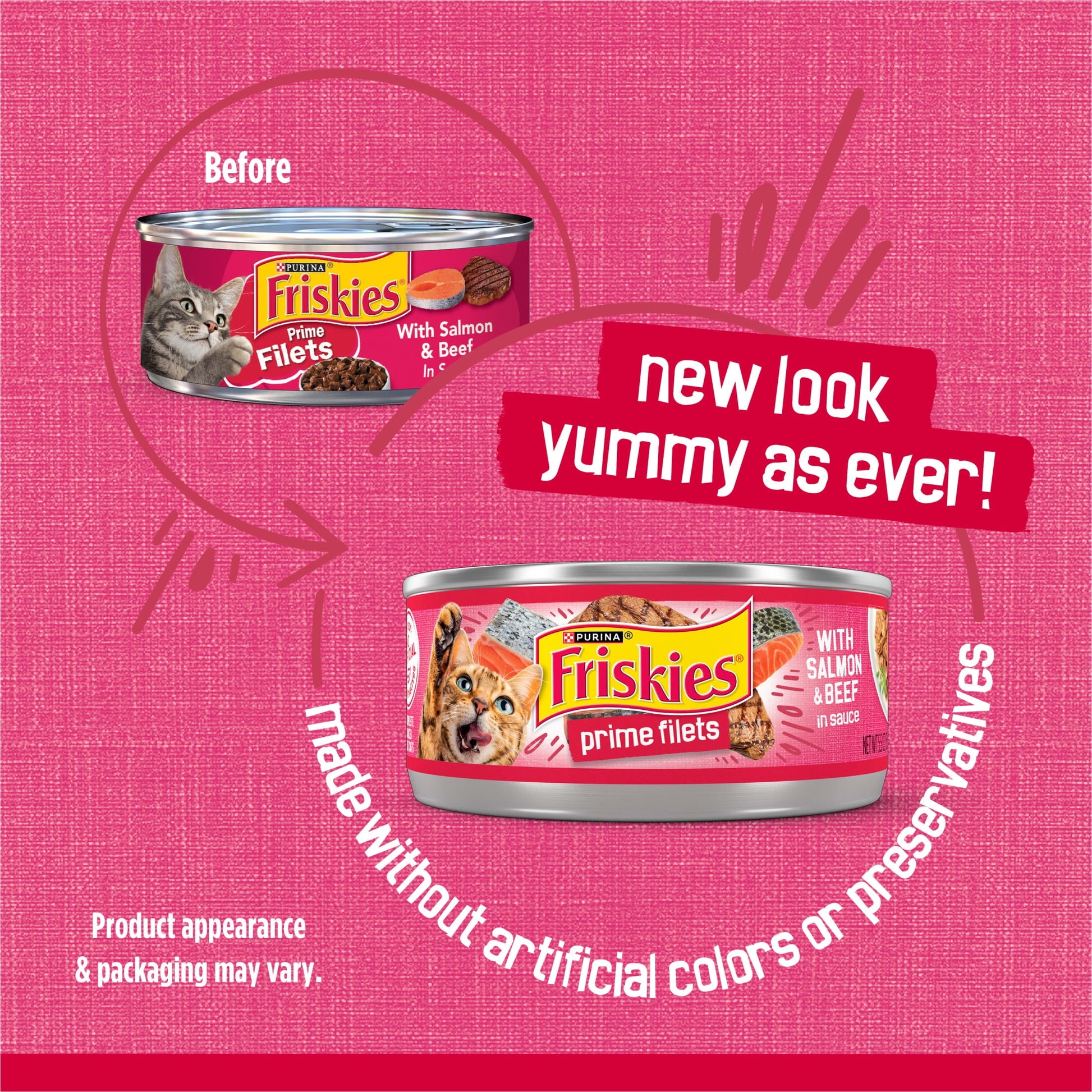 Purina Friskies Prime Filets With Salmon and Beef in Sauce, Wet Cat Food, 5.5 oz Can