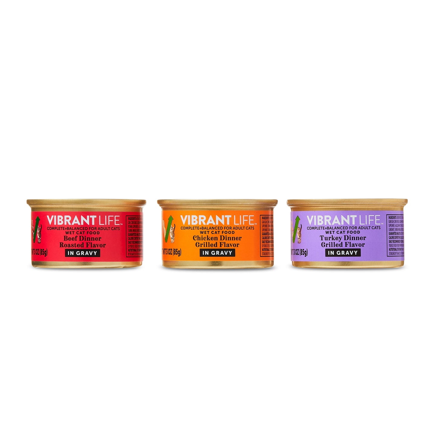 Vibrant Life Variety Pack Grilled & Roasted Flavor in Gravy Wet Cat Food, 3 oz Cans, 30 Count
