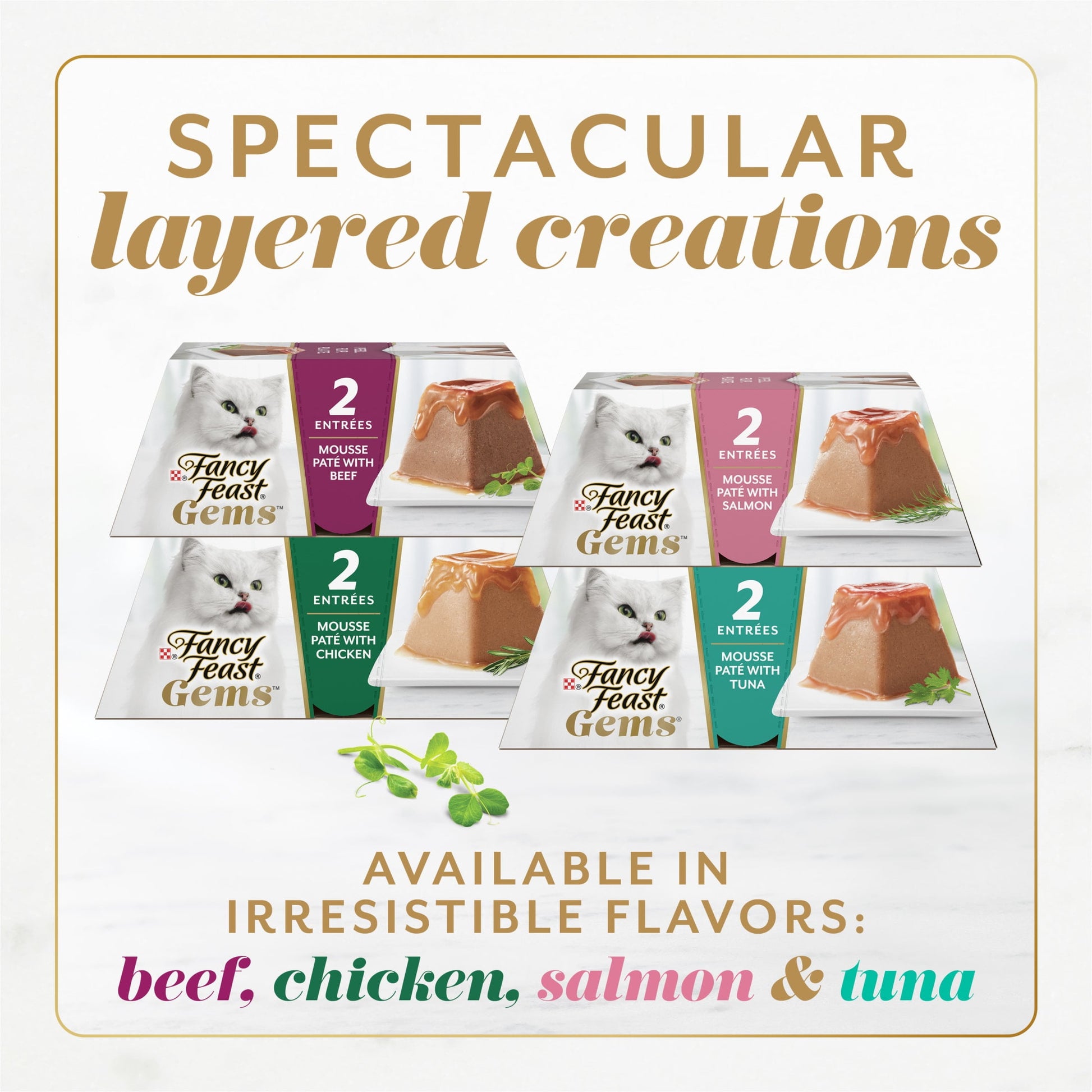 (4 pack) Purina Fancy Feast Gems Wet Cat Food Mousse Pate with Salmon and Halo of Savory Gravy (2) 2 oz Tubs