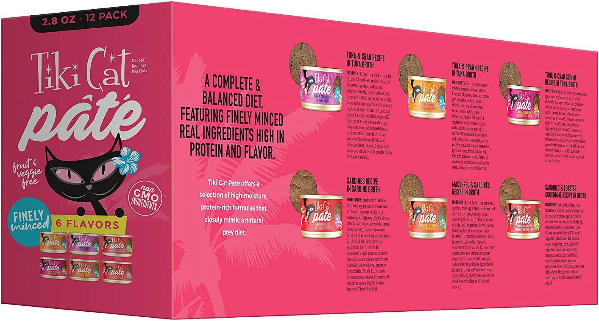 Tiki Cat Grill Pate Canned Wet Food - High Protein and Grain Free - Variety Pack Recipes in Broth 2.8 oz. Cans 12 Pack
