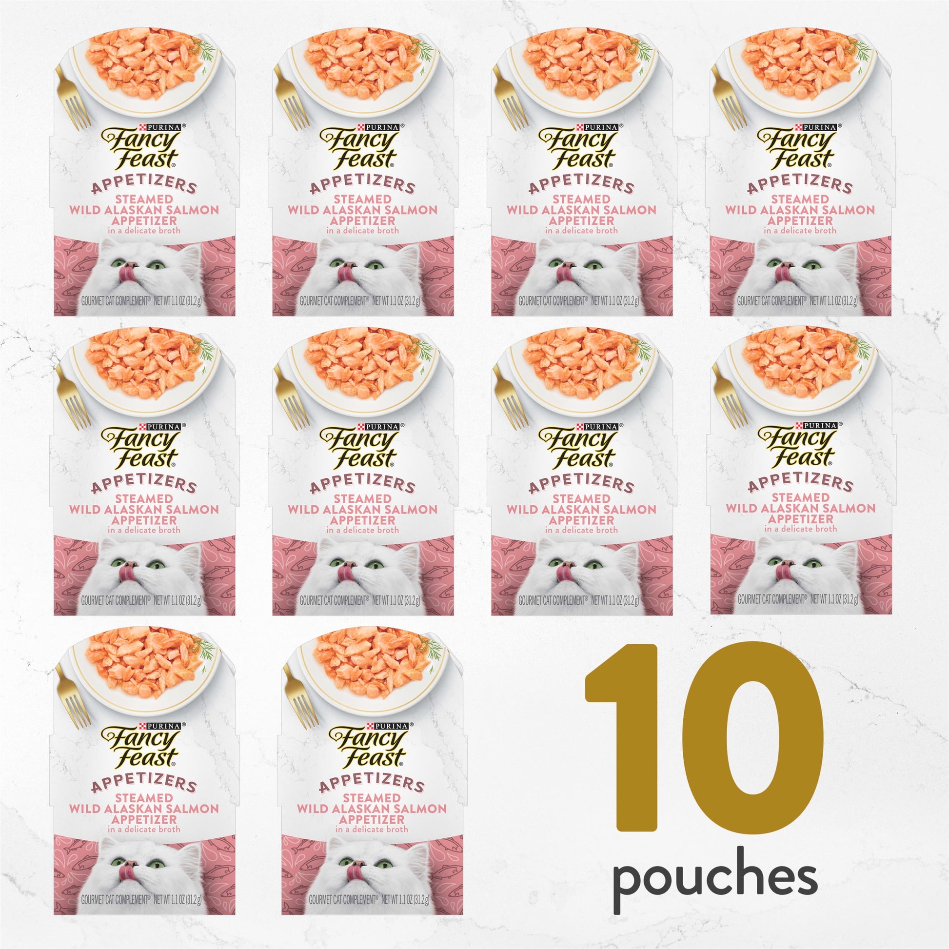 Purina Fancy Feast Appetizers Wet Cat Food, Steamed Alaskan Salmon, 1.1 oz Trays (10 Pack)