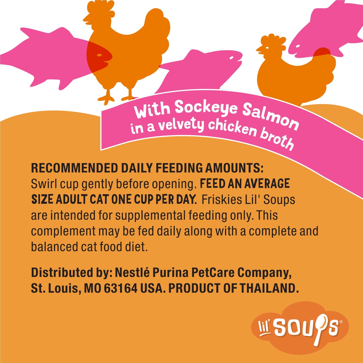Purina Friskies Grain Free Lickable Cat Food Toppers Lil’ Soups With Sockeye Salmon in Chicken Broth