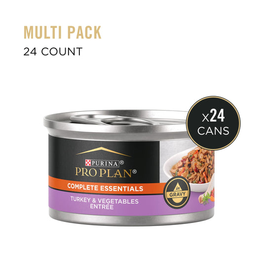 Purina Pro Plan Complete Essentials, Turkey Vegetables, Wet Cat Food 3 oz Cans, 24 Pack