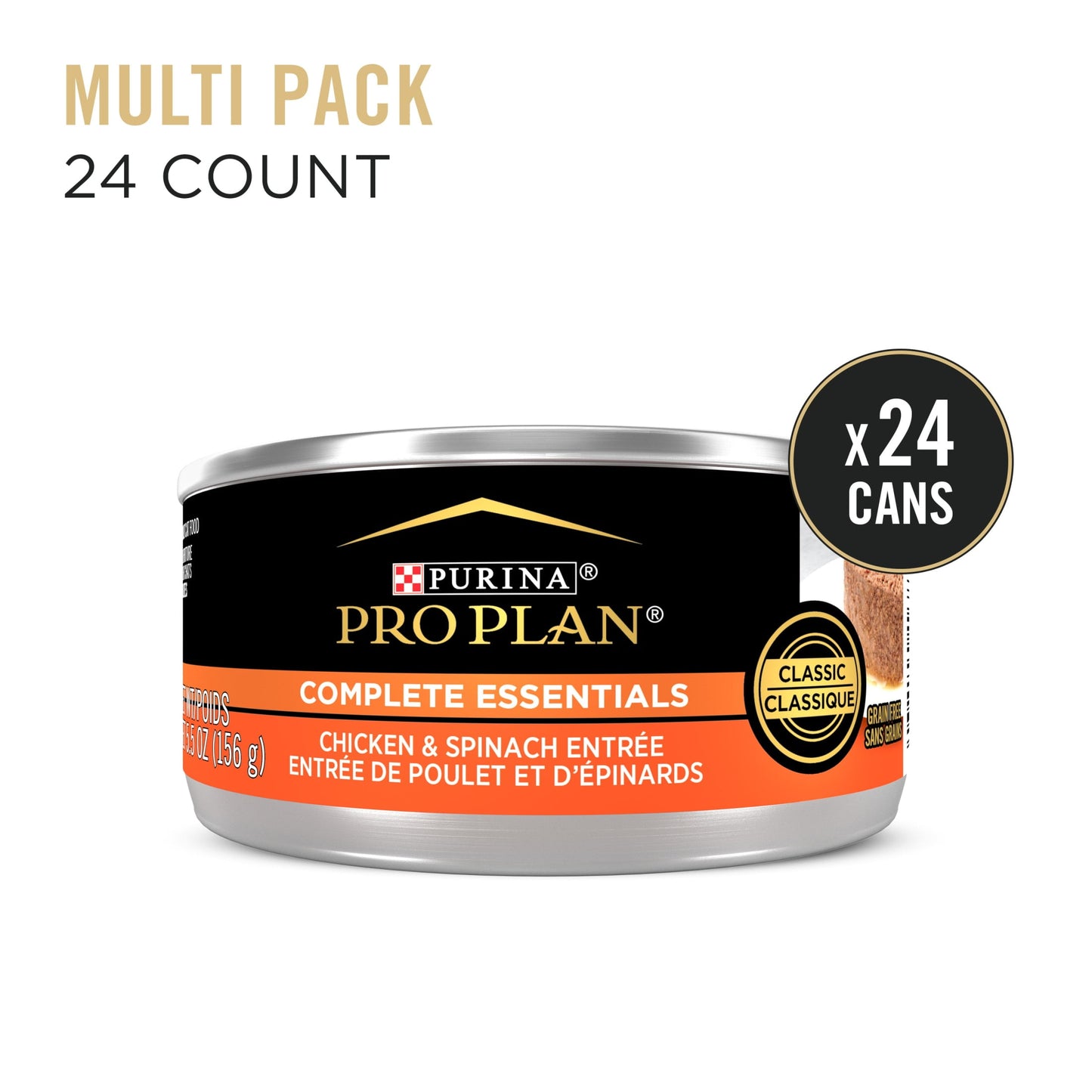 Purina Pro Plan, Grain-Free Chicken & Spinach Entree, Wet Cat Food, 12 Pack, 5.5 oz Cans