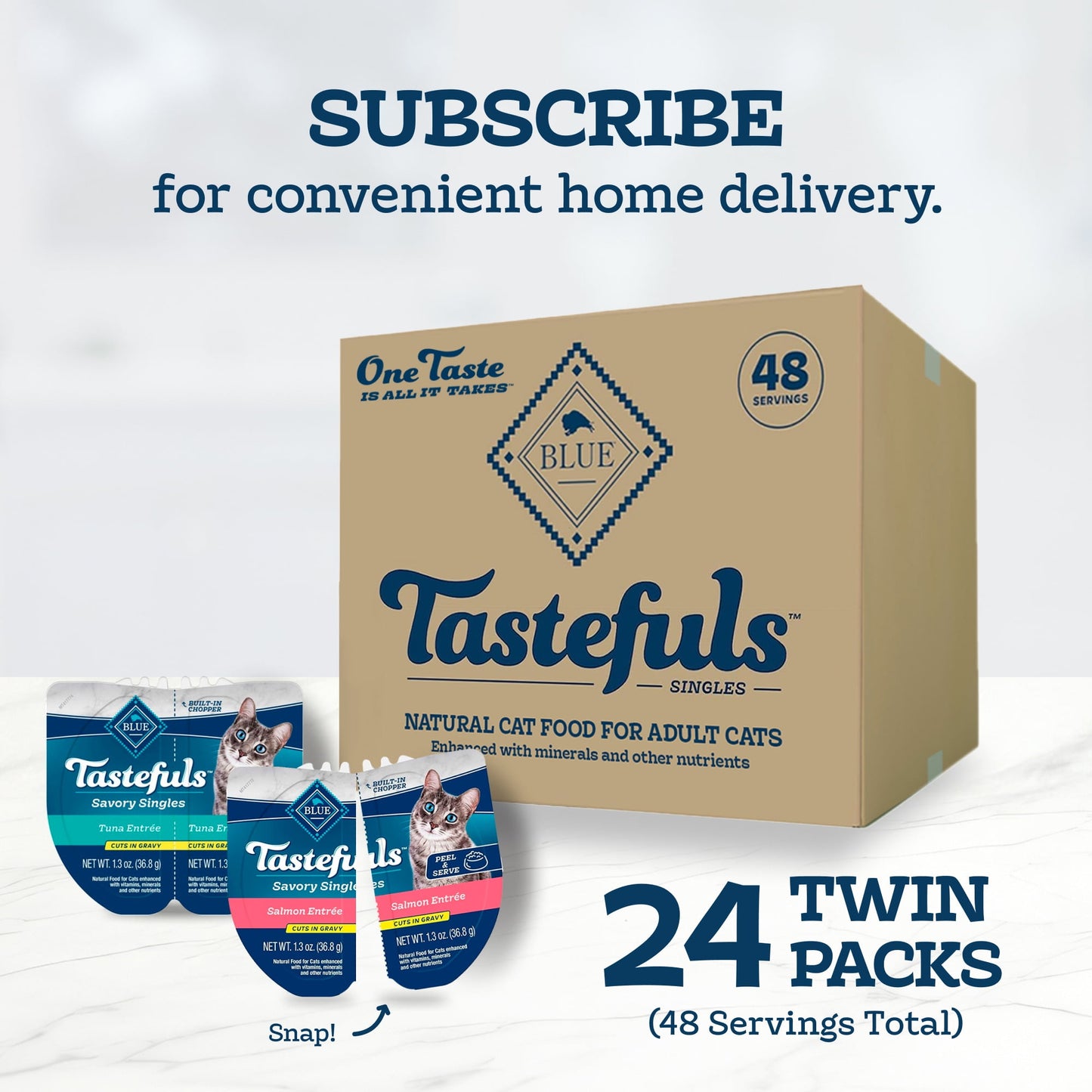 Blue Buffalo Tastefuls Savory Singles Wet Cat Food Variety Pack, Salmon & Tuna Entrées