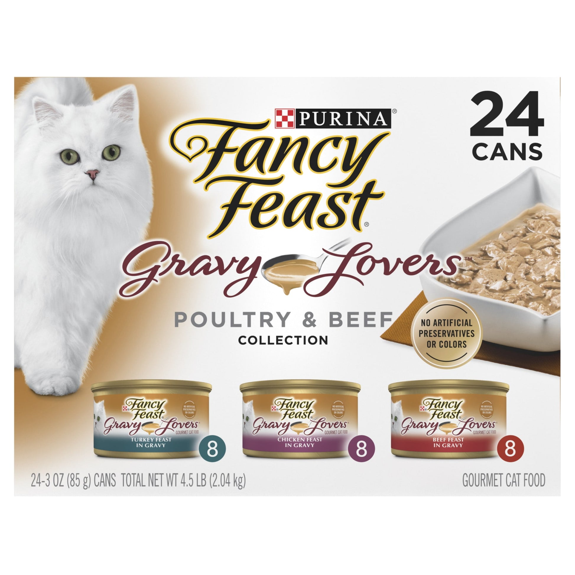 (3 pack) Purina Fancy Feast Gravy Lovers Food, Wet Cat Food Collection, 3 oz Cans (24 Pack)