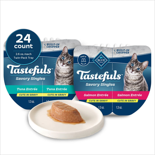 Blue Buffalo Tastefuls Savory Singles Wet Cat Food Variety Pack, Salmon & Tuna Entrées