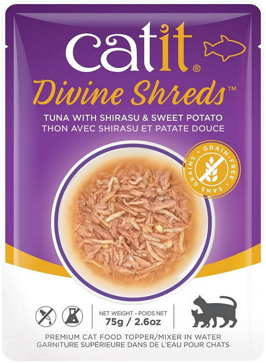 [Pack of 2] Catit Divine Shreds Tuna with Shirasu and Sweet Potato 2.65 oz
