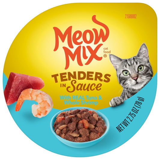 Meow Mix Tender Favorites with REAL Tuna & Whole Shrimp in Sauce, Wet Cat Food, 2.75 oz
