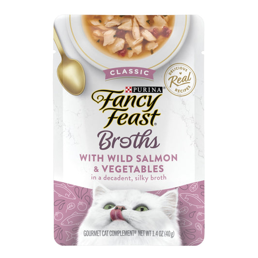 Purina Fancy Feast Broths Kitten Food, Wet Cat Food, Silky Salmon & Vegetables, 1.4 oz Pouch