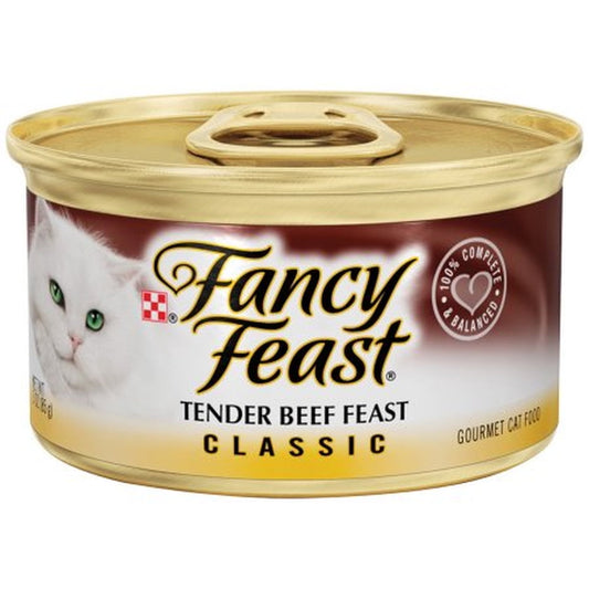 Purina Fancy Feast Grain Free Pate Wet Cat Food, Tender Beef Feast - 3 oz(Pack of 24)