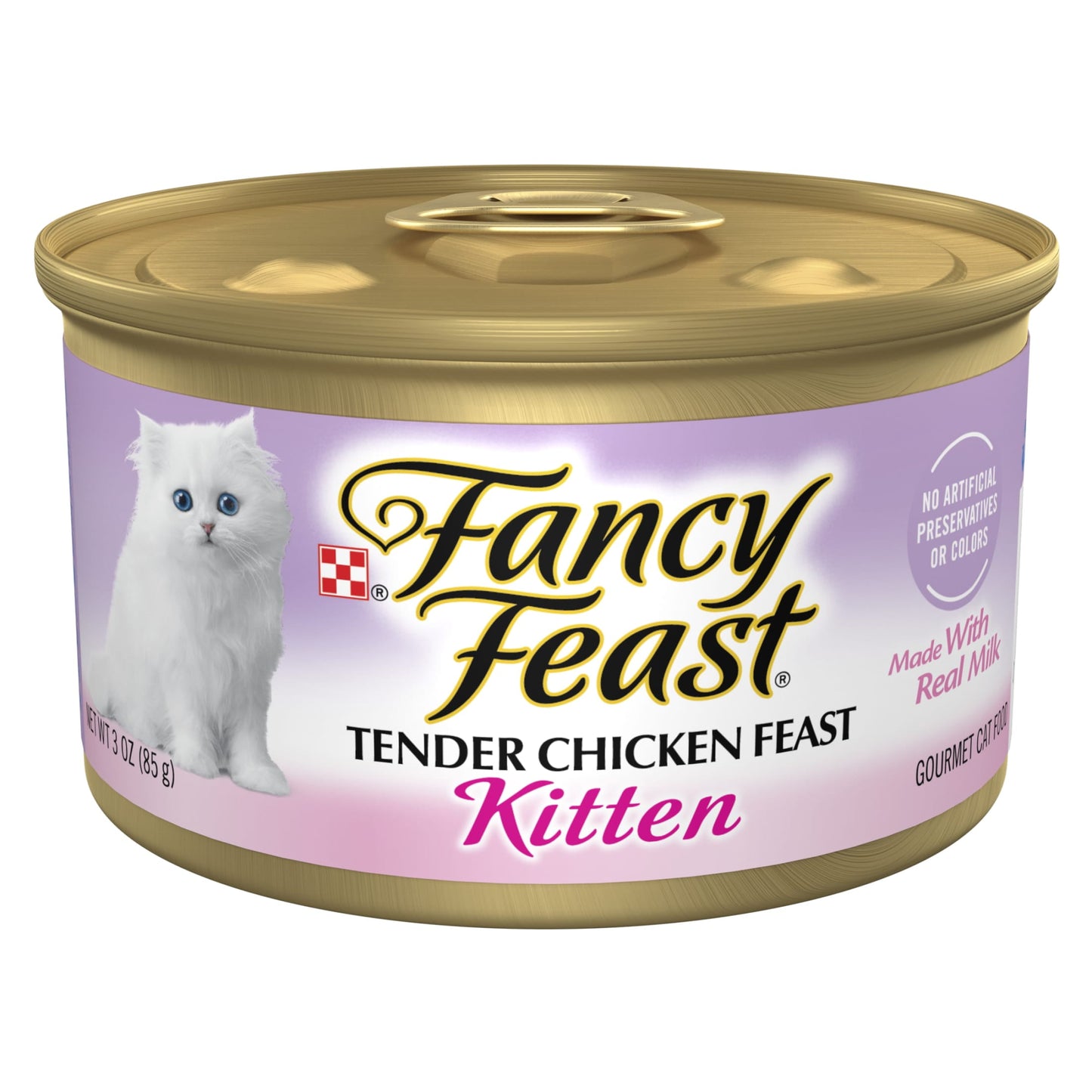 Purina Fancy Feast Kitten Food, Wet Cat Food, Chicken Feast &  Milk, 3 oz Cans (24 Pack)