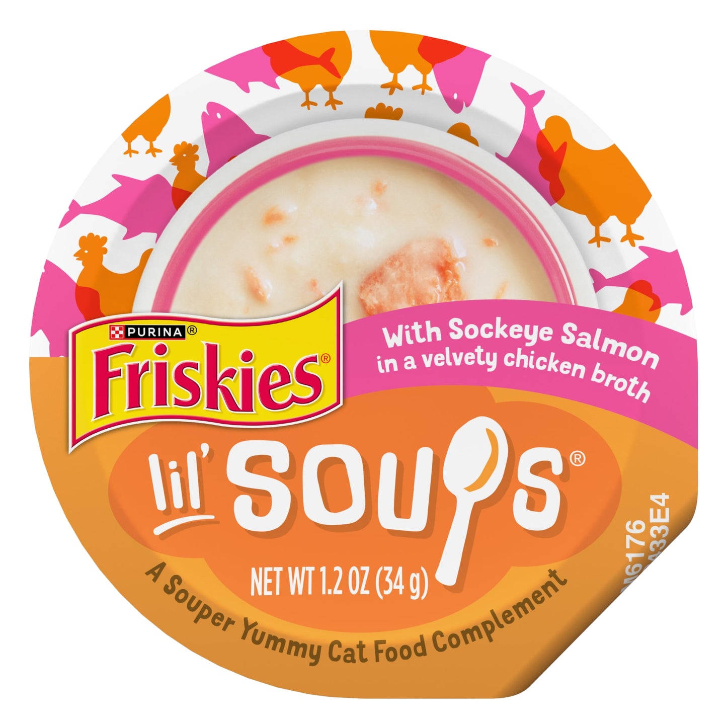 Purina Friskies Grain Free Lickable Cat Food Toppers Lil’ Soups With Sockeye Salmon in Chicken Broth